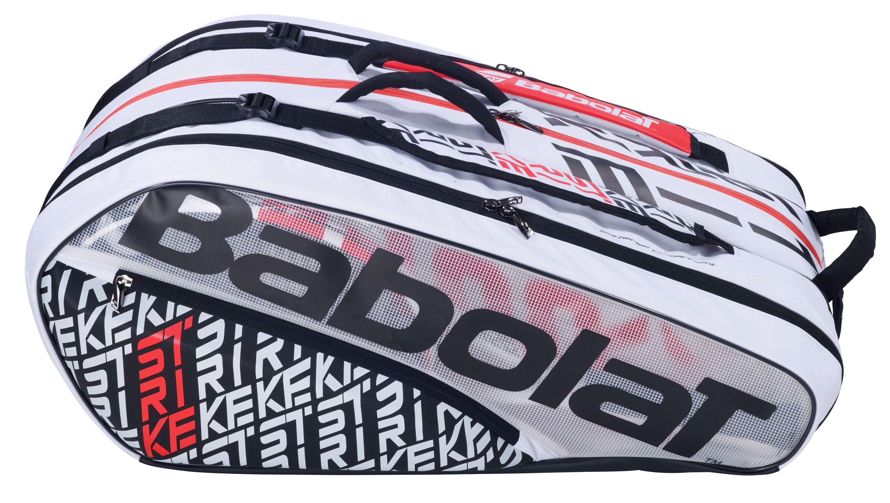 Babolat Pure Strike 12 Pack Tennis Racquet Bag - White | Durable Tennis Gear for Players & Coaches | Perfect for Tournaments, Training & Travel