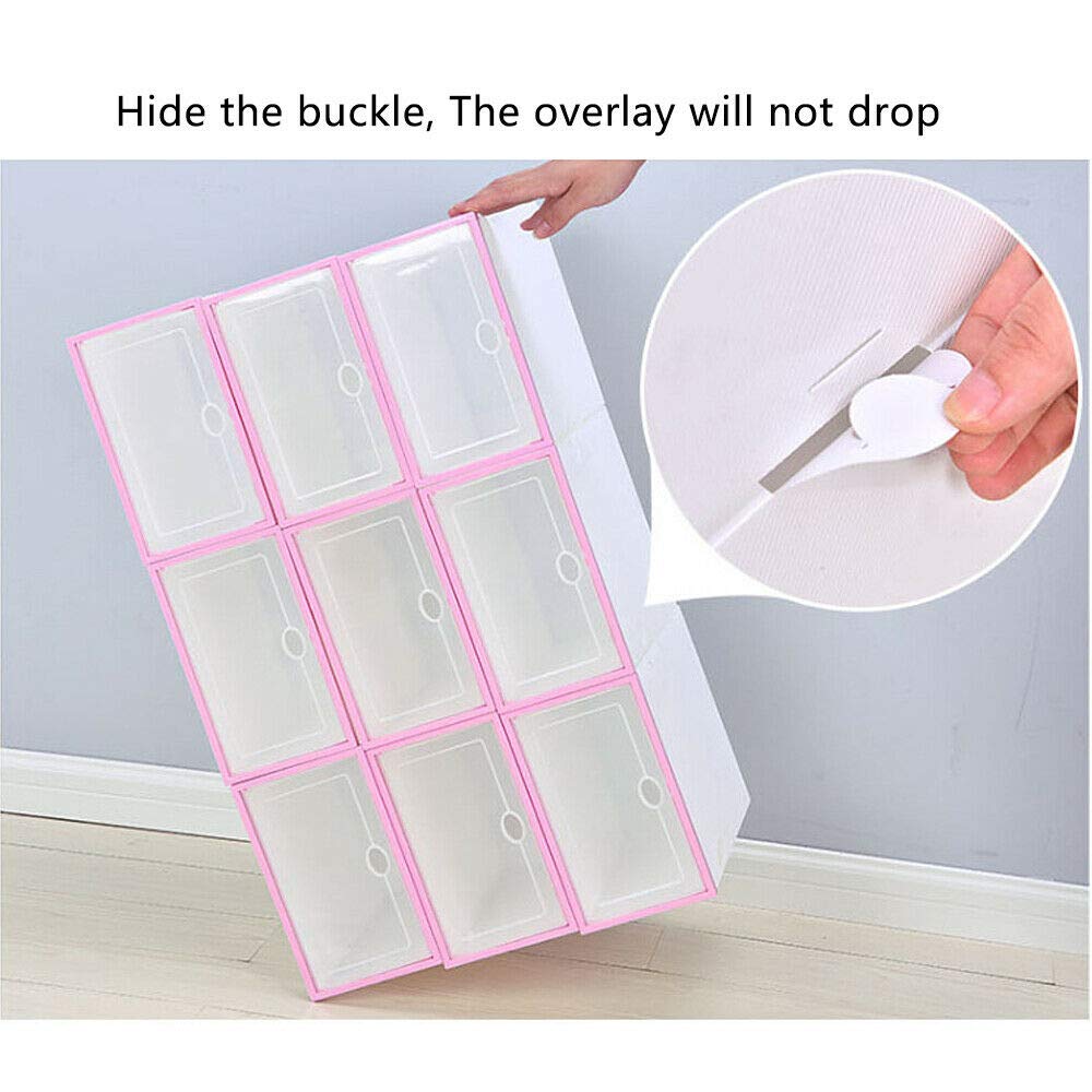 24 Pack Clear Stackable Shoe Storage Boxes - Foldable Transparent Plastic Shoe Organizers for Closet (Green) | Perfect for Sneaker Collection, Seasonal Shoe Storage & Small Space Organization