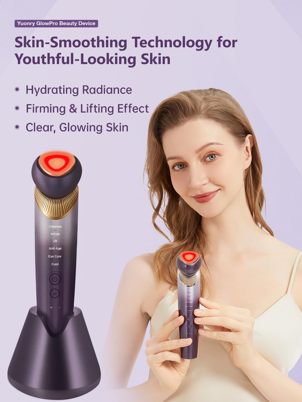 6-in-1 Anti-Aging Skincare Device - Microcurrent Face Massager with LED Light Therapy, Vibration, Heating & Cooling Modes for Eye, Face & Neck Lift - Skin Tightening & Firming Tool for Youthful Glow (Purple) | Perfect for Home Spa, Wrinkle Reduction & Daily Skincare Routine