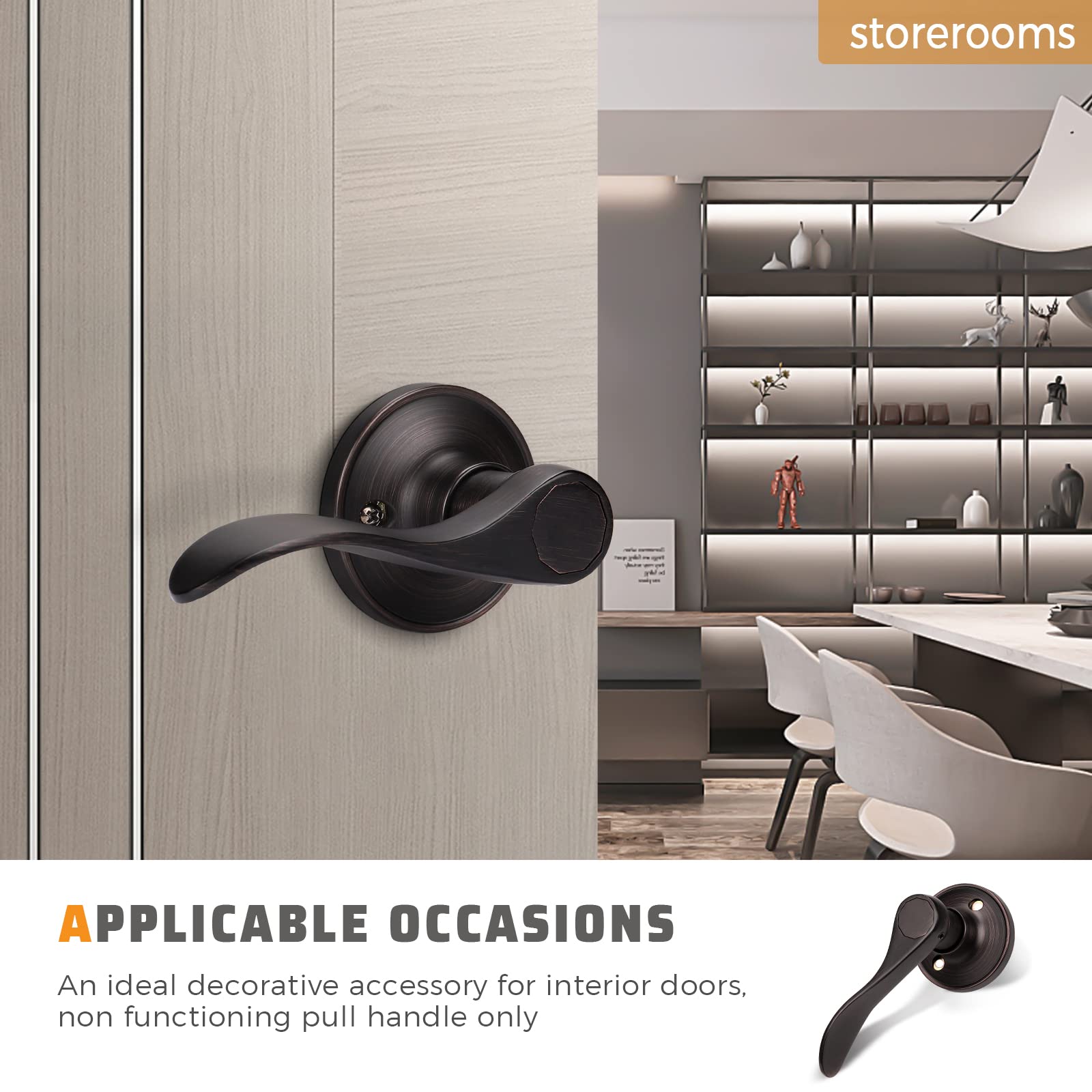 KNOBWELL 2 Pack Bronze Dummy Lever Door Handles - Interior Closet Door Knobs with Levers, Left Hand (No Lock/Latch) - Perfect for Bedrooms, Bathrooms & Closet Doors