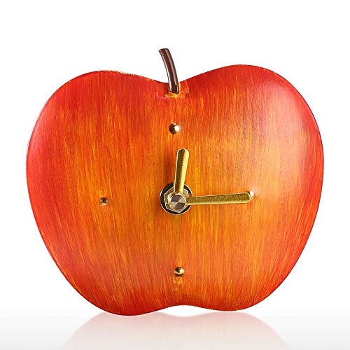 Handcrafted Wrought Iron Apple Wall Clock - Vintage Round Home Decor Sculpture for Living Room, Kitchen, Office | Unique Statue Ornament & Decorative Figurine for Indoor Spaces
