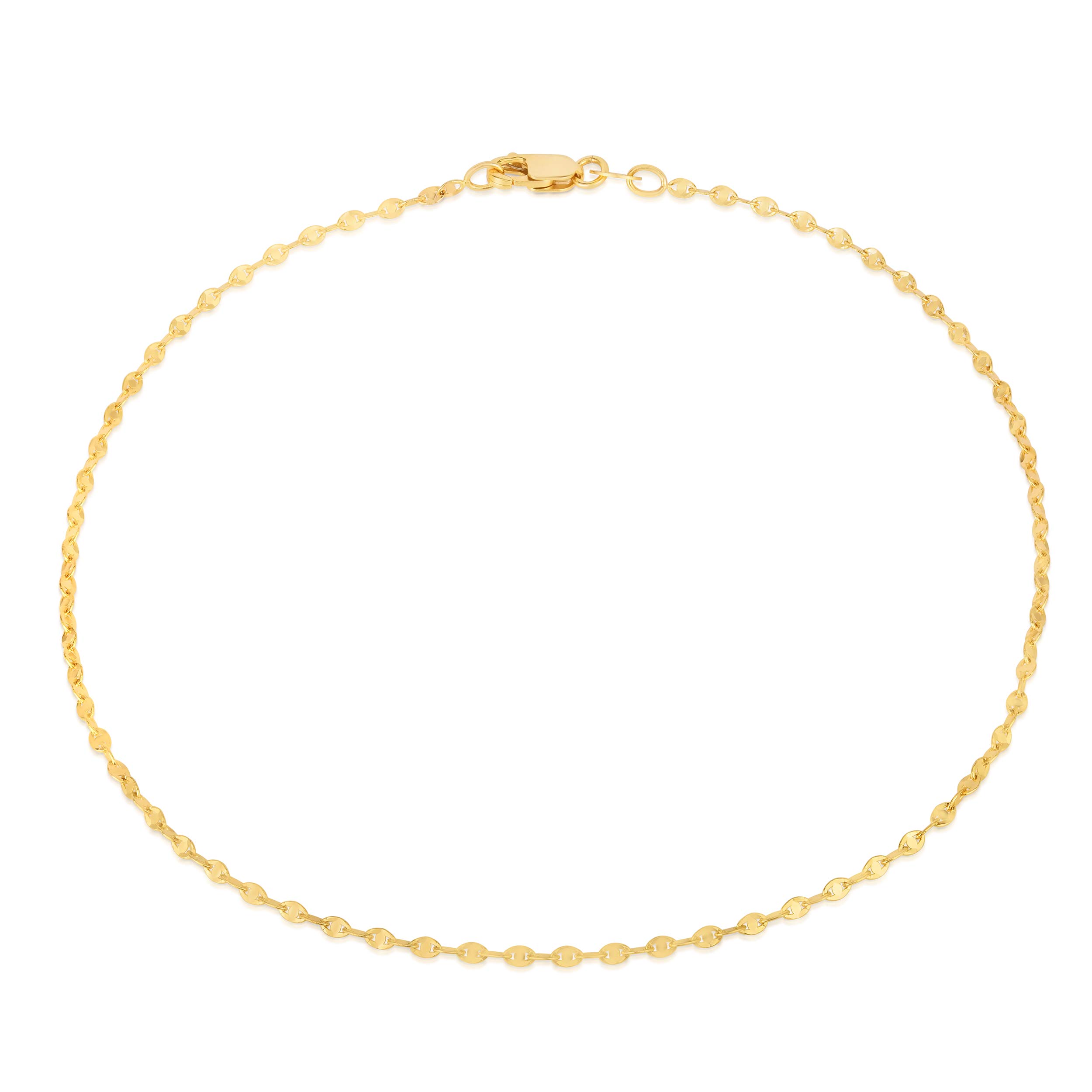 14K Gold Anklet for Women - 10 Inch Anchor Chain Ankle Bracelet, Oval & Twisted Design, Summer Beach Jewelry for Girls | Perfect for Vacations, Weddings, and Casual Outfits