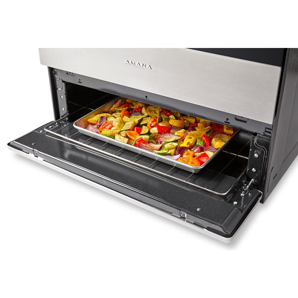 Amana AGR4203MNB 30 Inch Gas Range with Easy Clean Glass Door - Perfect for Home Kitchen Cooking, Baking & Roasting