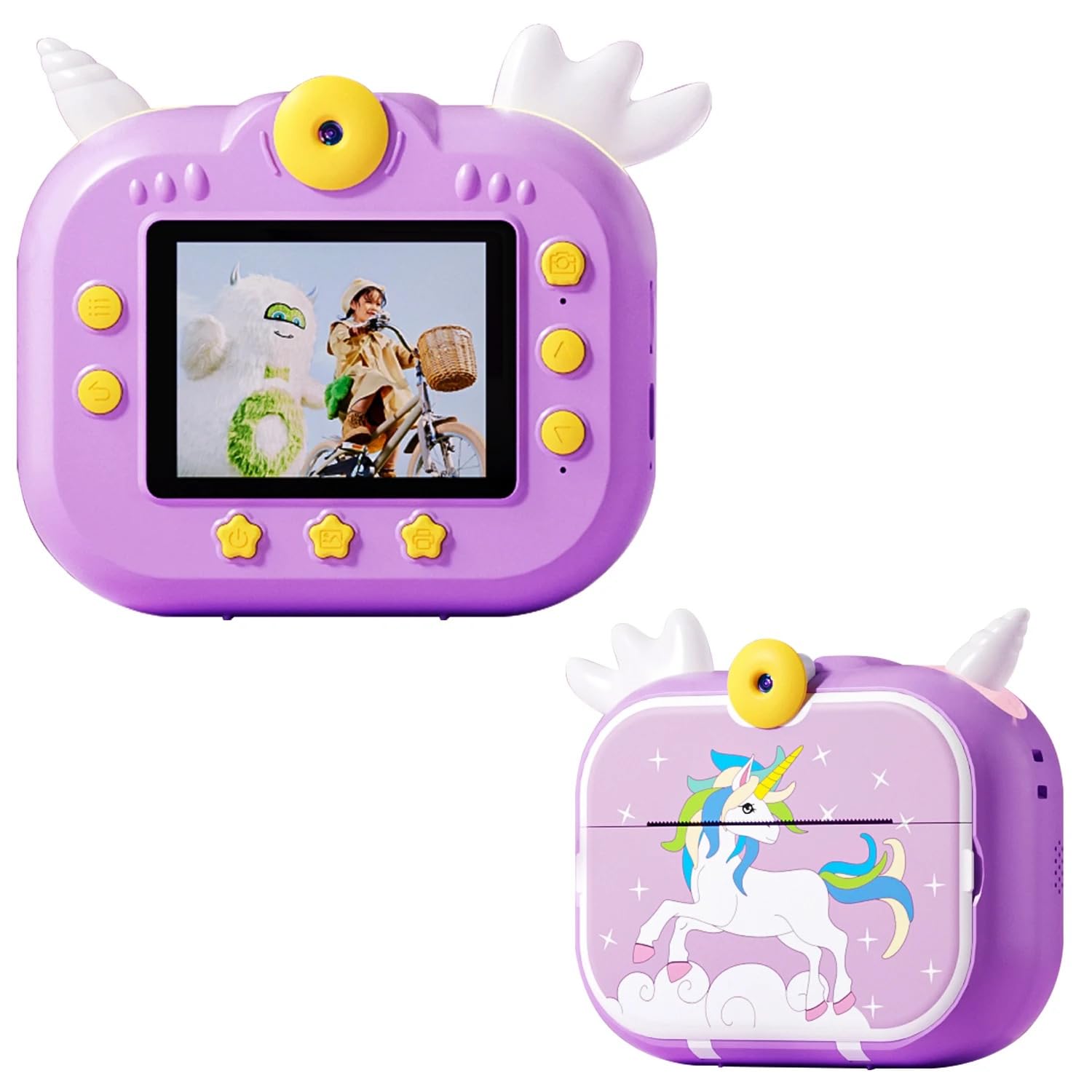 Kids Instant Print Camera - Zero Ink Digital Photo & Video Camera for Girls & Boys with 16GB Micro SD Card & Photo Paper Rolls | Perfect Birthday Gift for Kids (Purple) | Capture Memories at Parties, Travel & Family Events