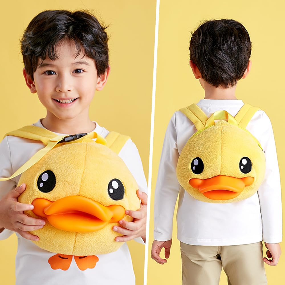 B.Duck Kids Backpack - Soft Plush Yellow Duck Mini Backpack for Kindergarten, Travel & School - Cute Unisex Backpack for Boys & Girls - Perfect for Daycare, Outings & Daily Use