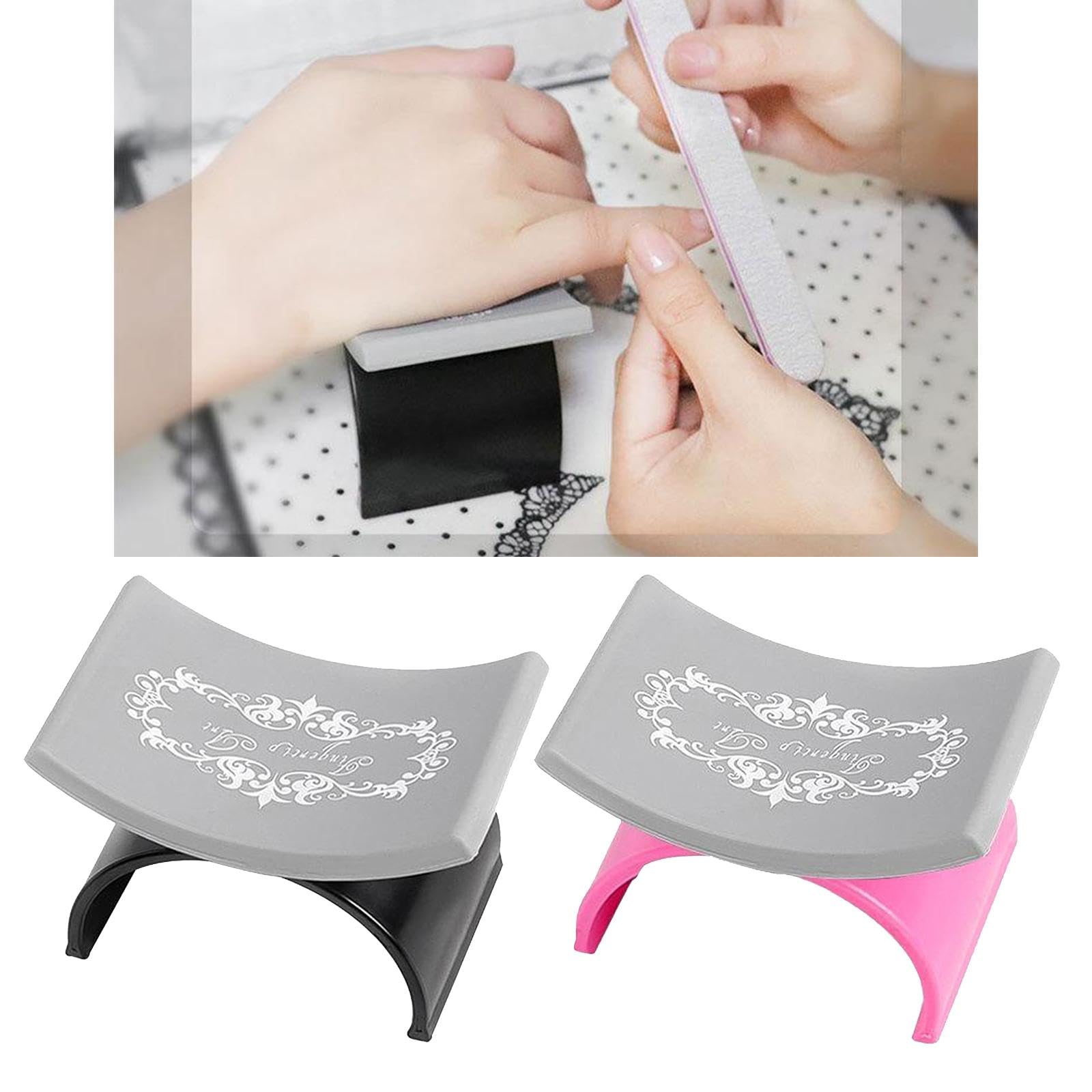 VMS INDIA Black Silicone Hand Rest Cushion Pillow - Nail Art & Manicure Arm Support for Comfortable Salon & Home Nail Care