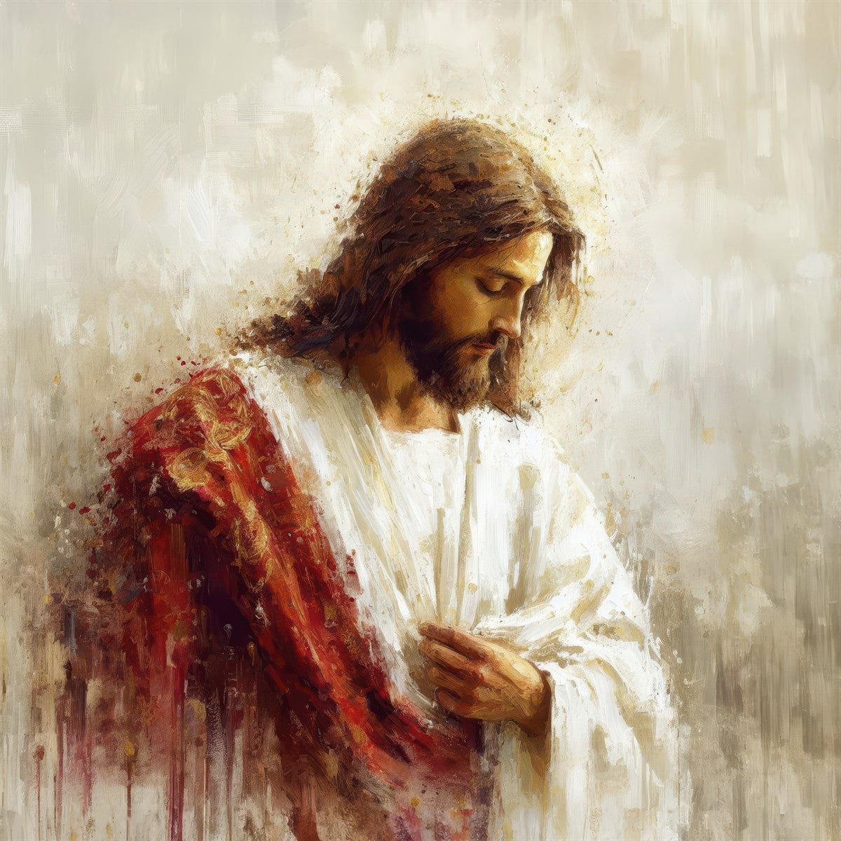 Jesus Christ in Red Robes - Religious Wall Art for Home & Church Decor - Perfect for Prayer Rooms, Sunday Schools & Christian Gifts