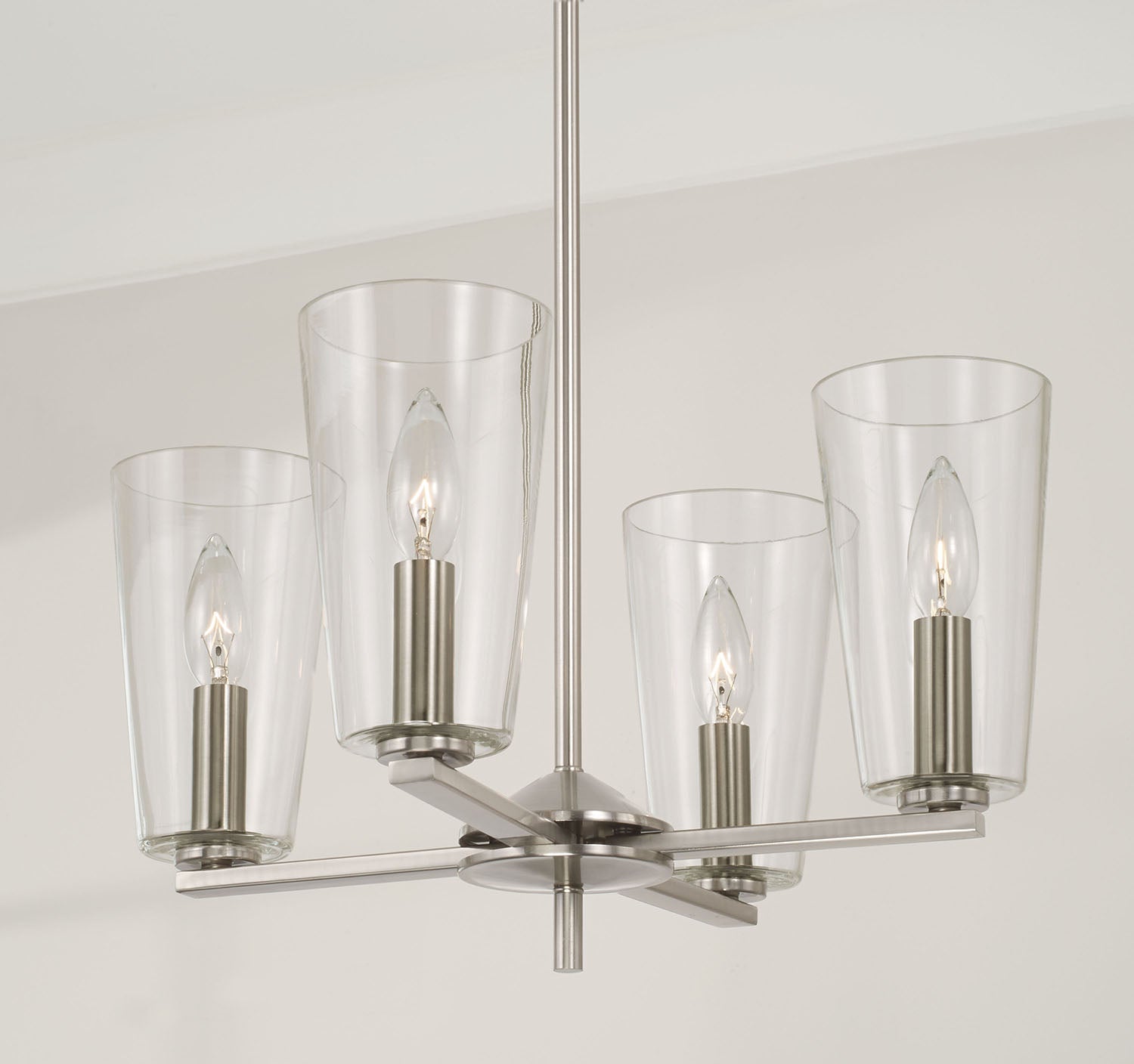 Finley 4-Light Modern Pendant Lighting Fixture - Sleek Black Metal & Clear Glass Shades for Kitchen Island, Dining Room or Entryway