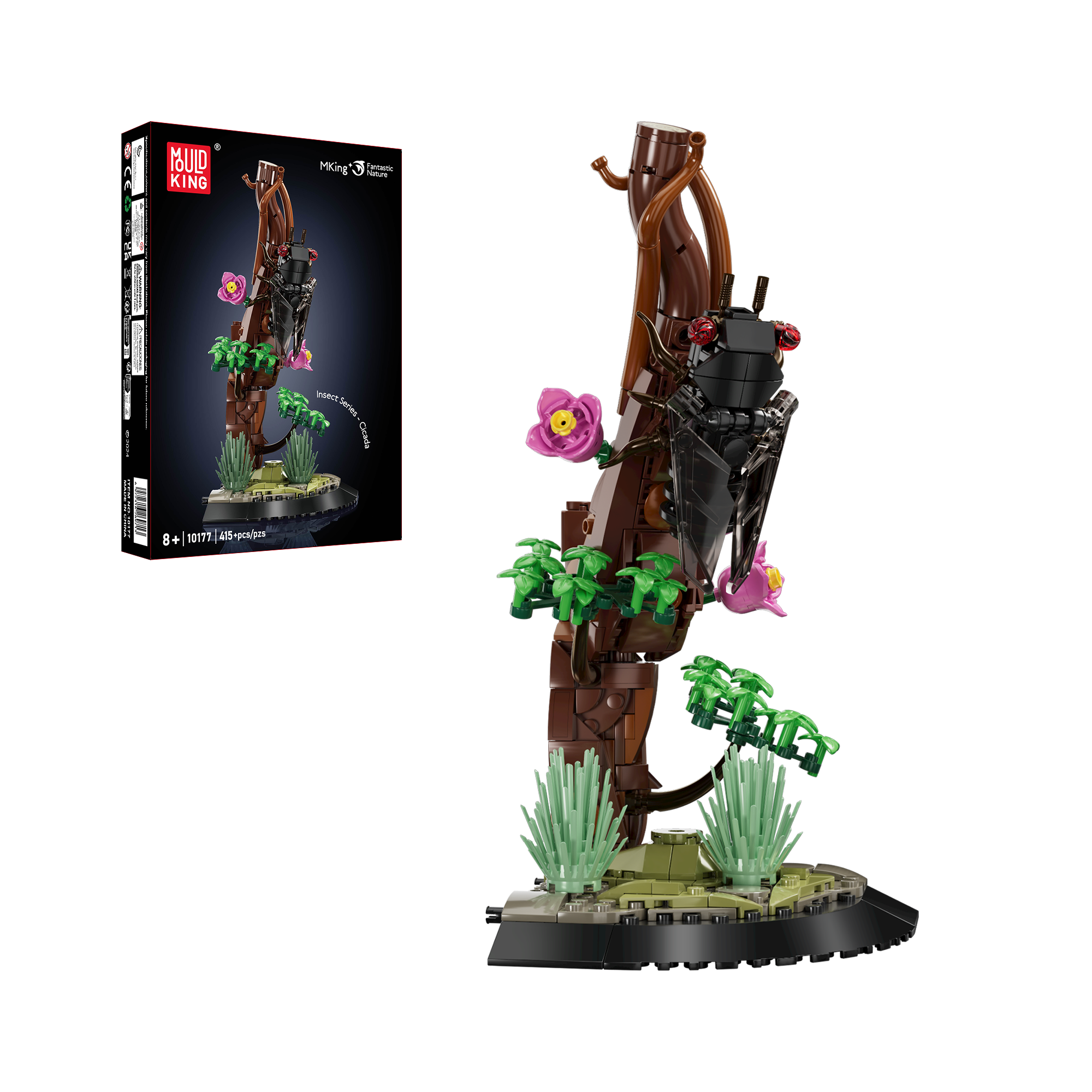 Mould King 10177 Cicada on Tree Branch Building Blocks Set - 415 Pieces STEM Educational Toy for Kids & Adults | Creative DIY Model Kit for Home Decor, Office Display & Insect Collection