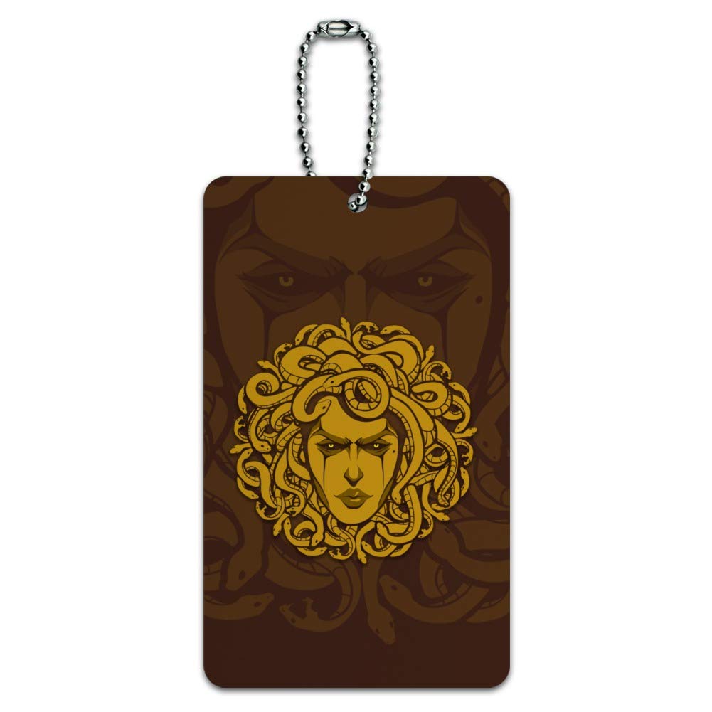 Medusa Gorgon Head Snake Design Luggage Tag - Unique Suitcase ID Tag for Carry-On Bags - Perfect for Travel Identification & Themed Accessories