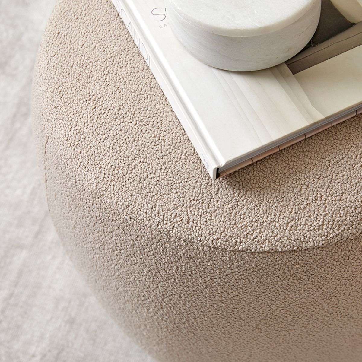 Small Hazelnut Boucle Ottoman - Soft & Stylish Footrest for Living Room, Bedroom, or Nursery | Cozy Home Decor