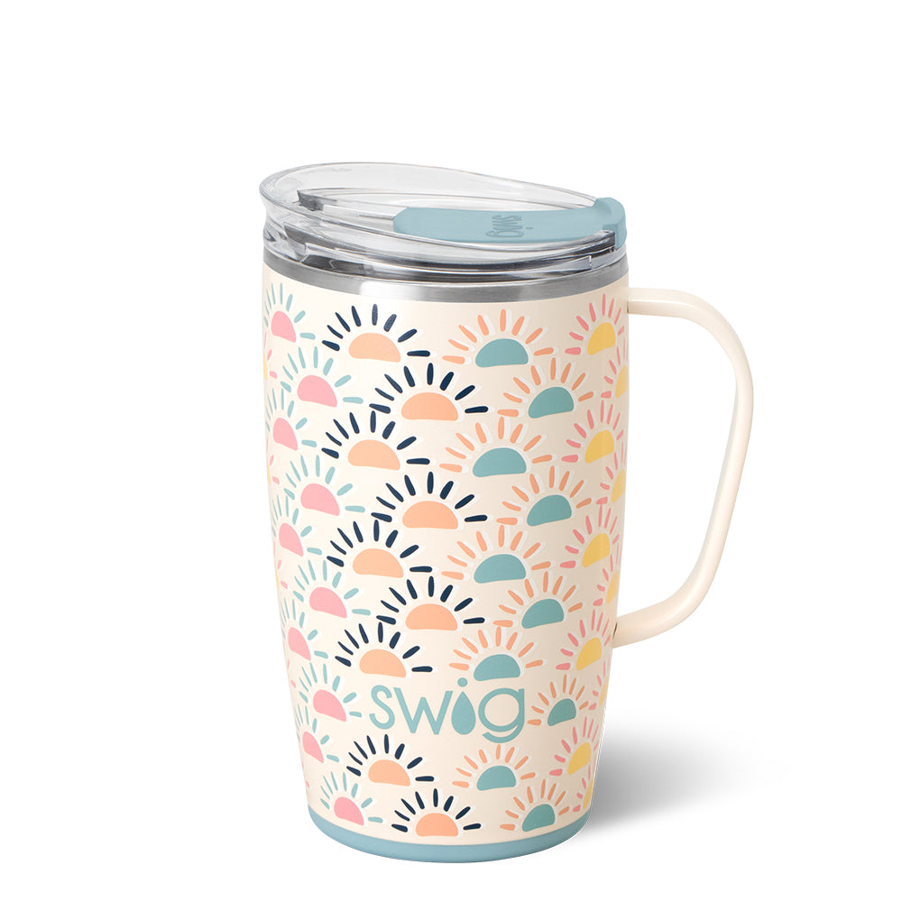 Sun Chaser 18oz Insulated Travel Mug - Leak Proof Stainless Steel Coffee Tumbler with Handle for Hot & Cold Drinks - Perfect for Commuting, Camping, and Outdoor Adventures