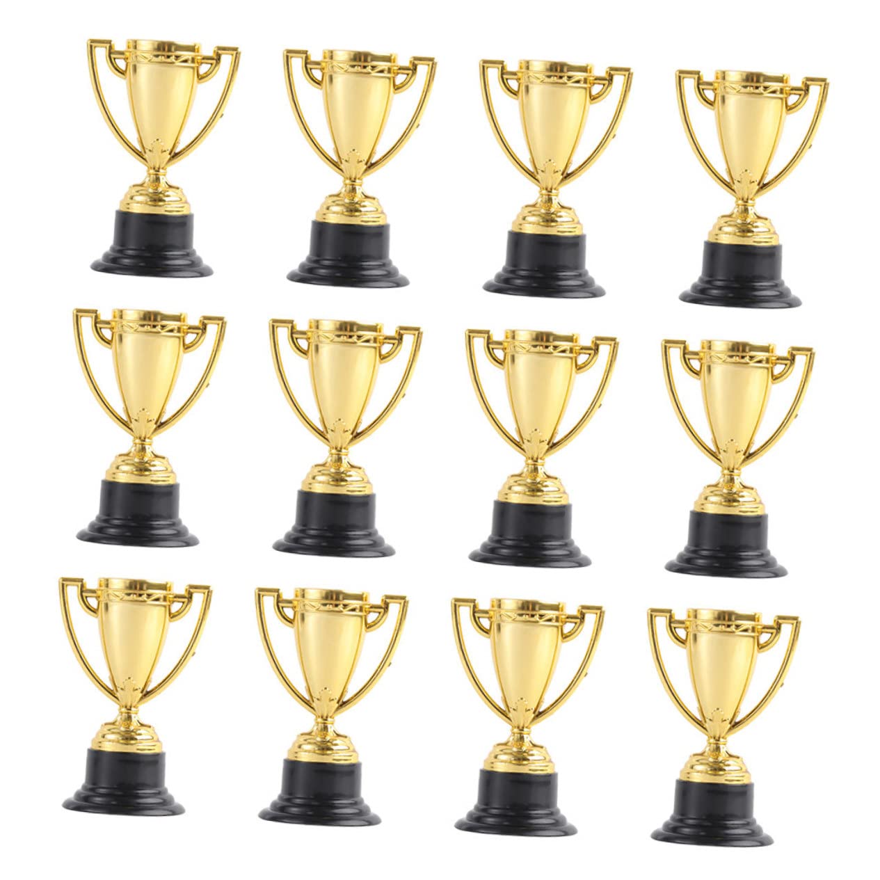 NULYLU 16pcs Small Plastic Trophies for Kids - Soccer & Piston Cup Reward Toys - Perfect for Birthday Parties, Classroom Prizes & Sports Awards