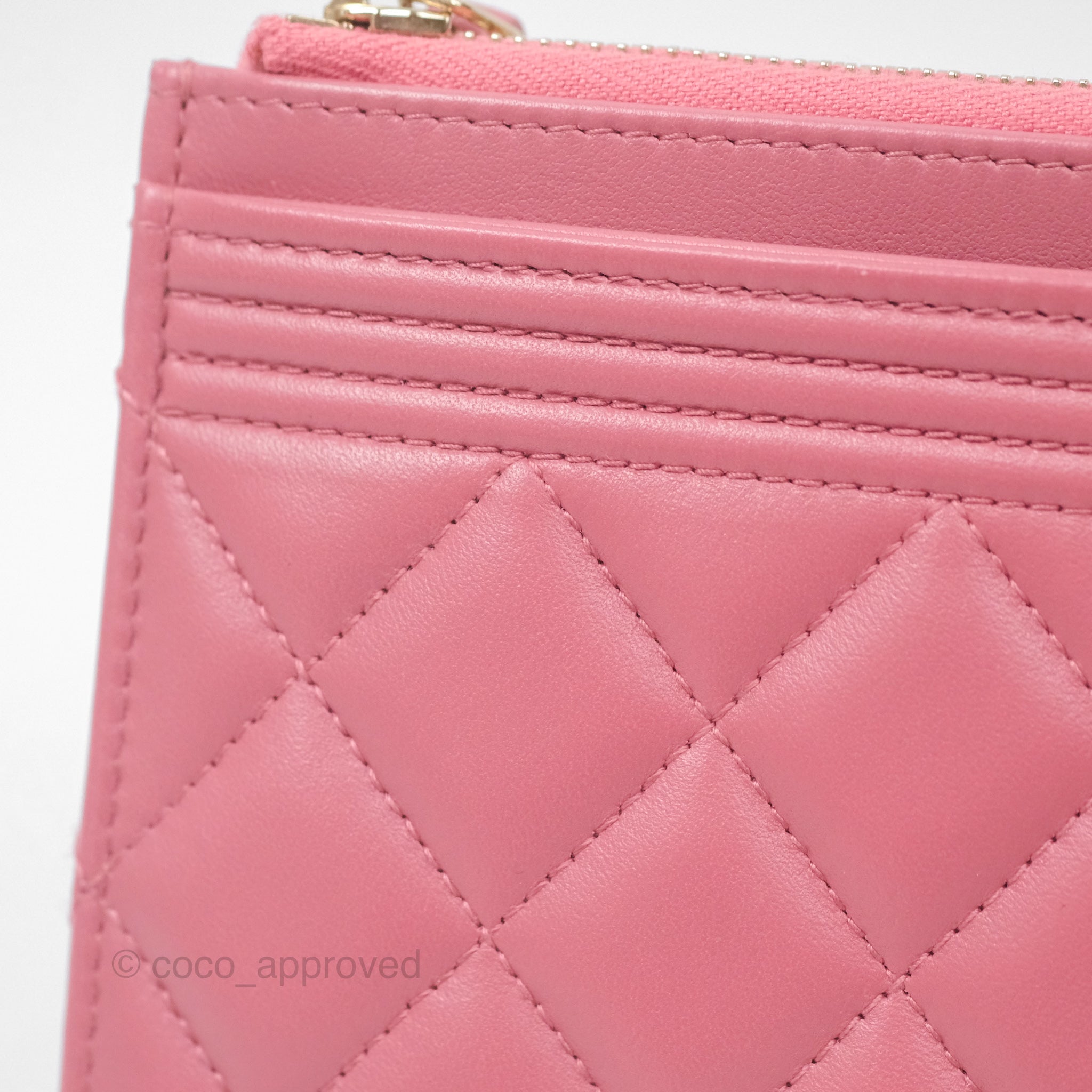 Chanel Boy Long Pouch Wallet in Dusty Pink Lambskin with Aged Gold Hardware - Luxury Crossbody Bag for Women, Perfect for Date Night & Evening Events