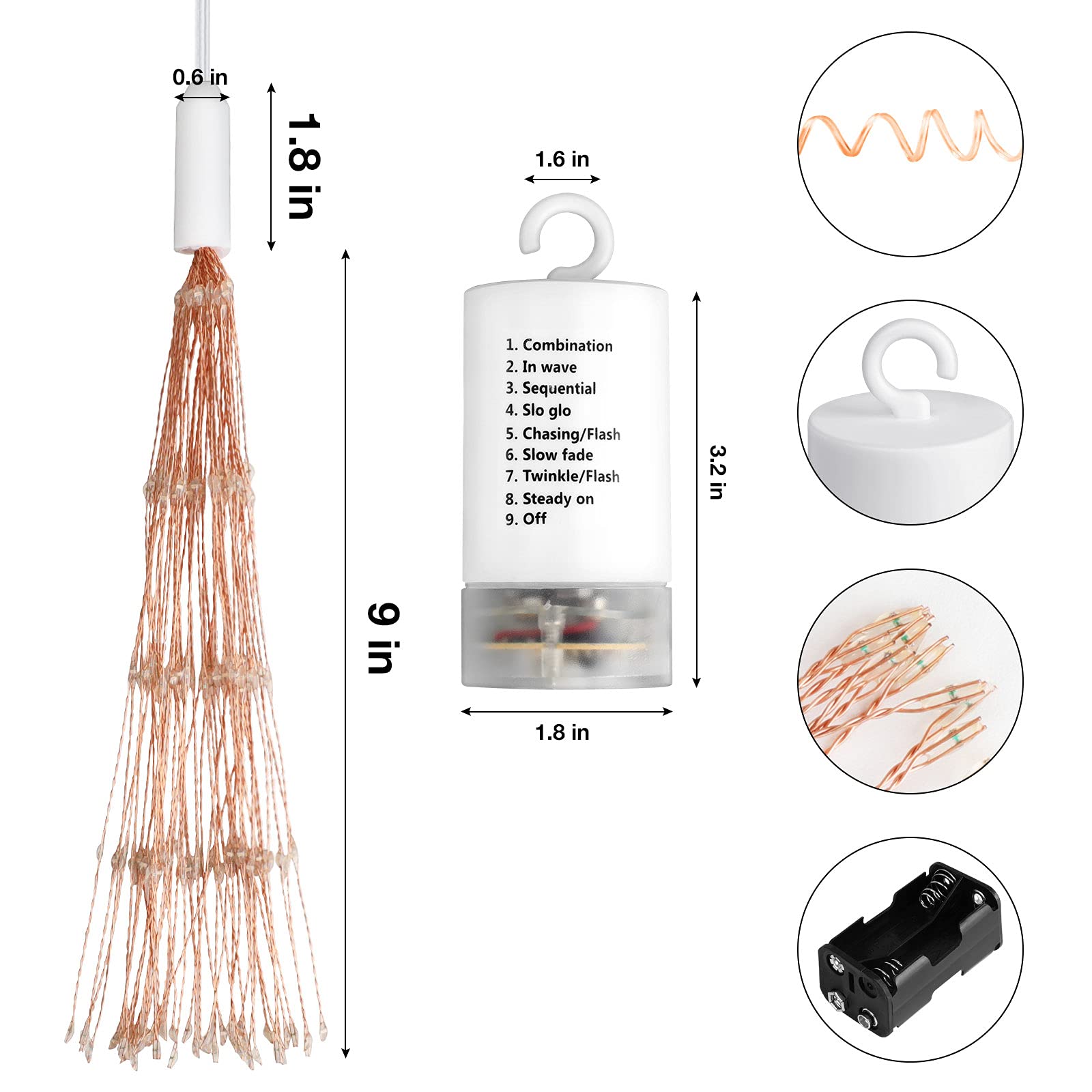Fairy Christmas String Lights - 225 LED Dimmable with Remote for Indoor/Outdoor Decor