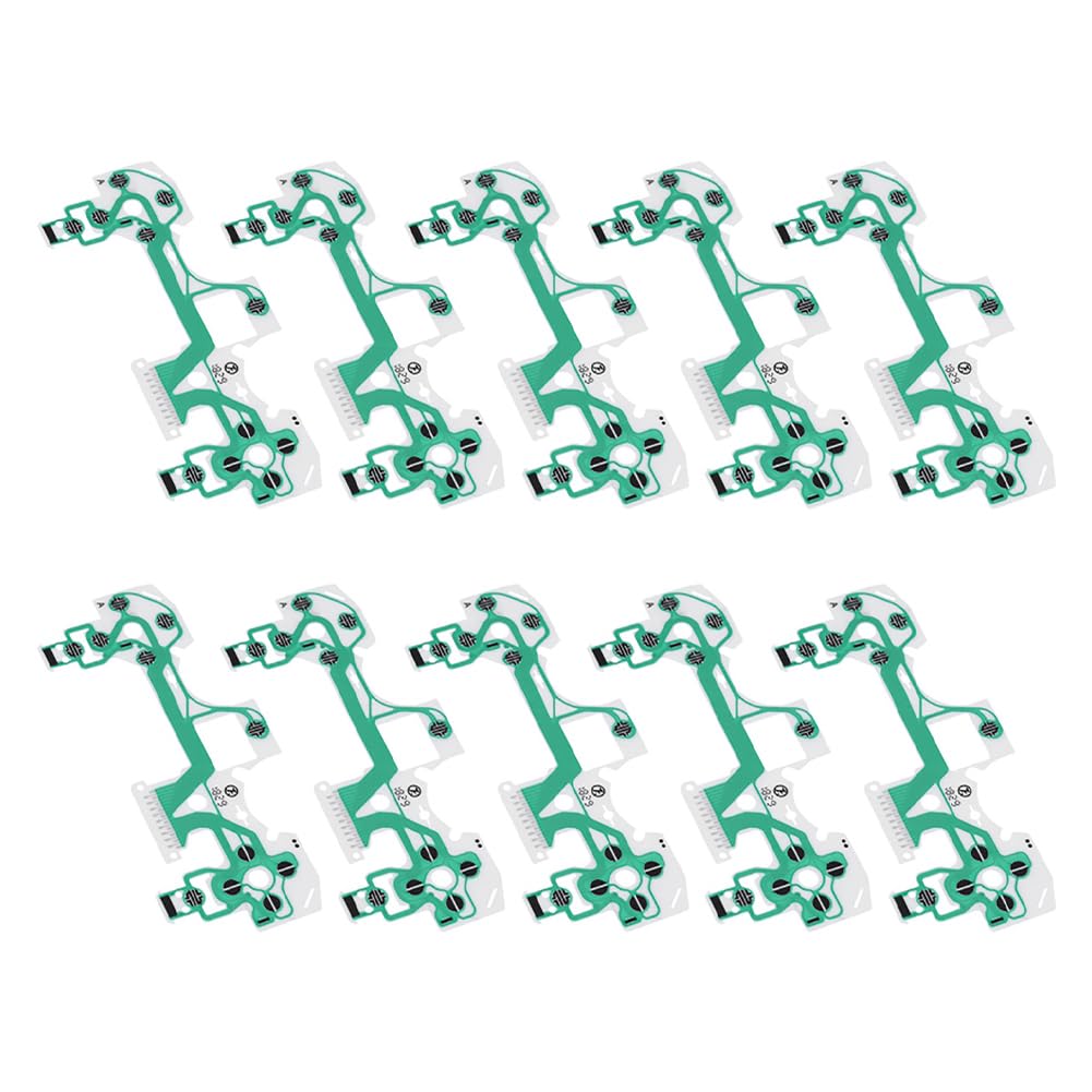 Tiiyee 10PCS PS4 Controller Replacement Conductive Film, Flexible Ribbon Cable for Playstation 4 Gamepad - Universal Repair Part for Buttons & Triggers (Green) - Perfect for DIY Fixes & Professional Gaming Sessions