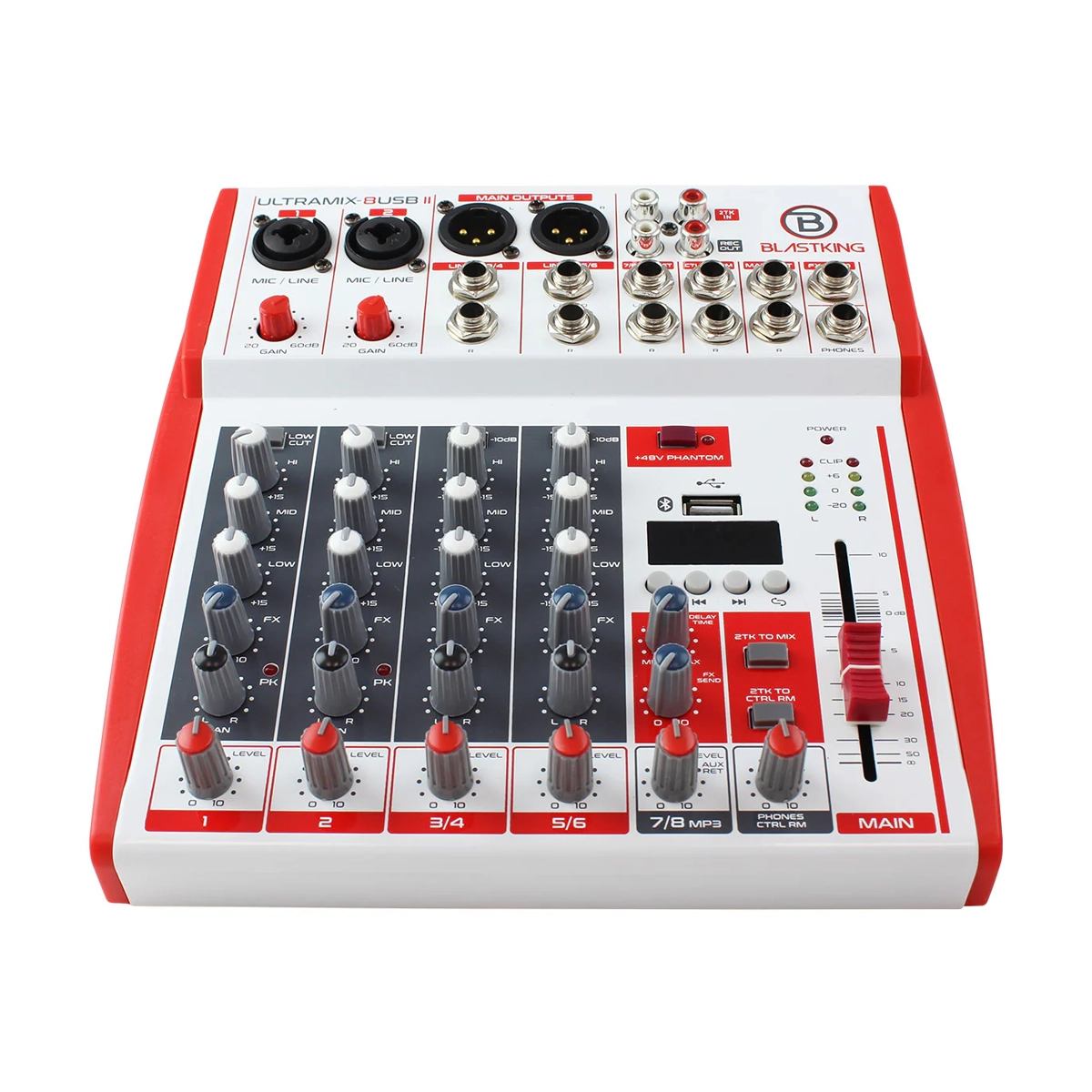 Blastking 8 Channel Analog Stereo Mixing Console - ULTRAMIX 8USBII Professional Audio Mixer for DJs, Live Sound & Studio Recording | USB Connectivity & Premium Sound Quality