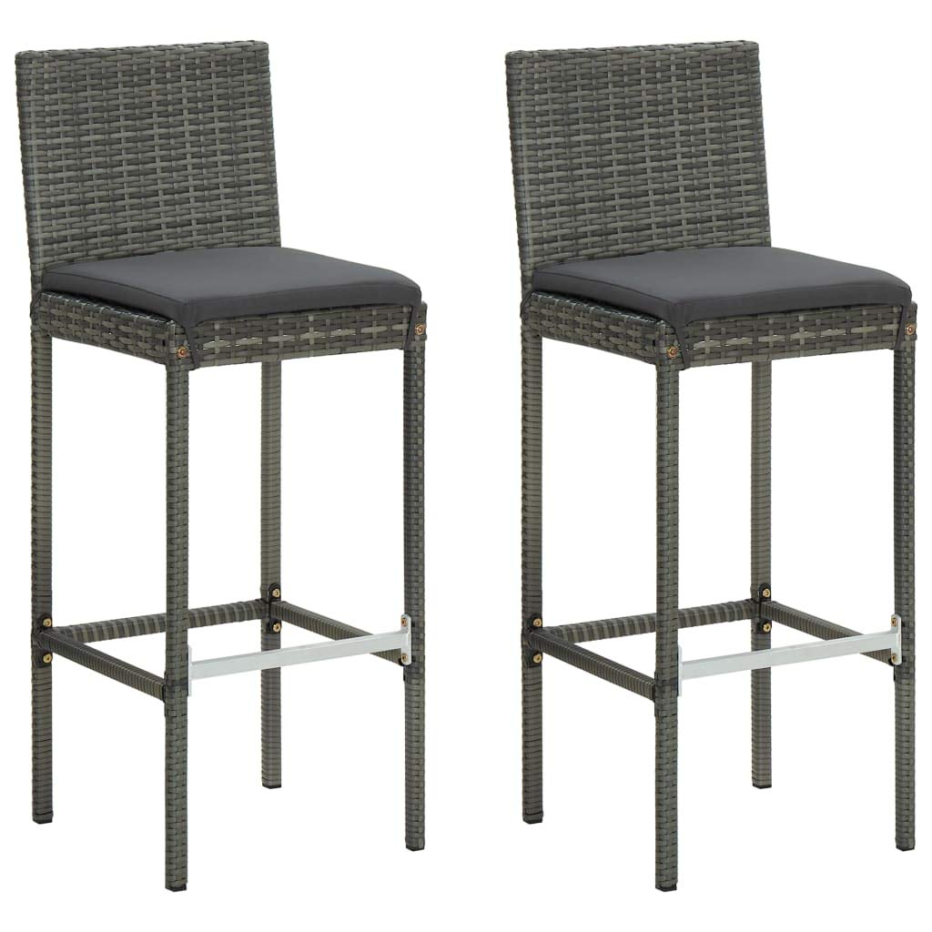 CHARMMA 3-Piece Patio Bar Set with Weather-Resistant Poly Rattan & Cushions - Modern Gray Outdoor Furniture (23.8KG) - Perfect for Backyard, Garden, Balcony or Poolside Relaxation