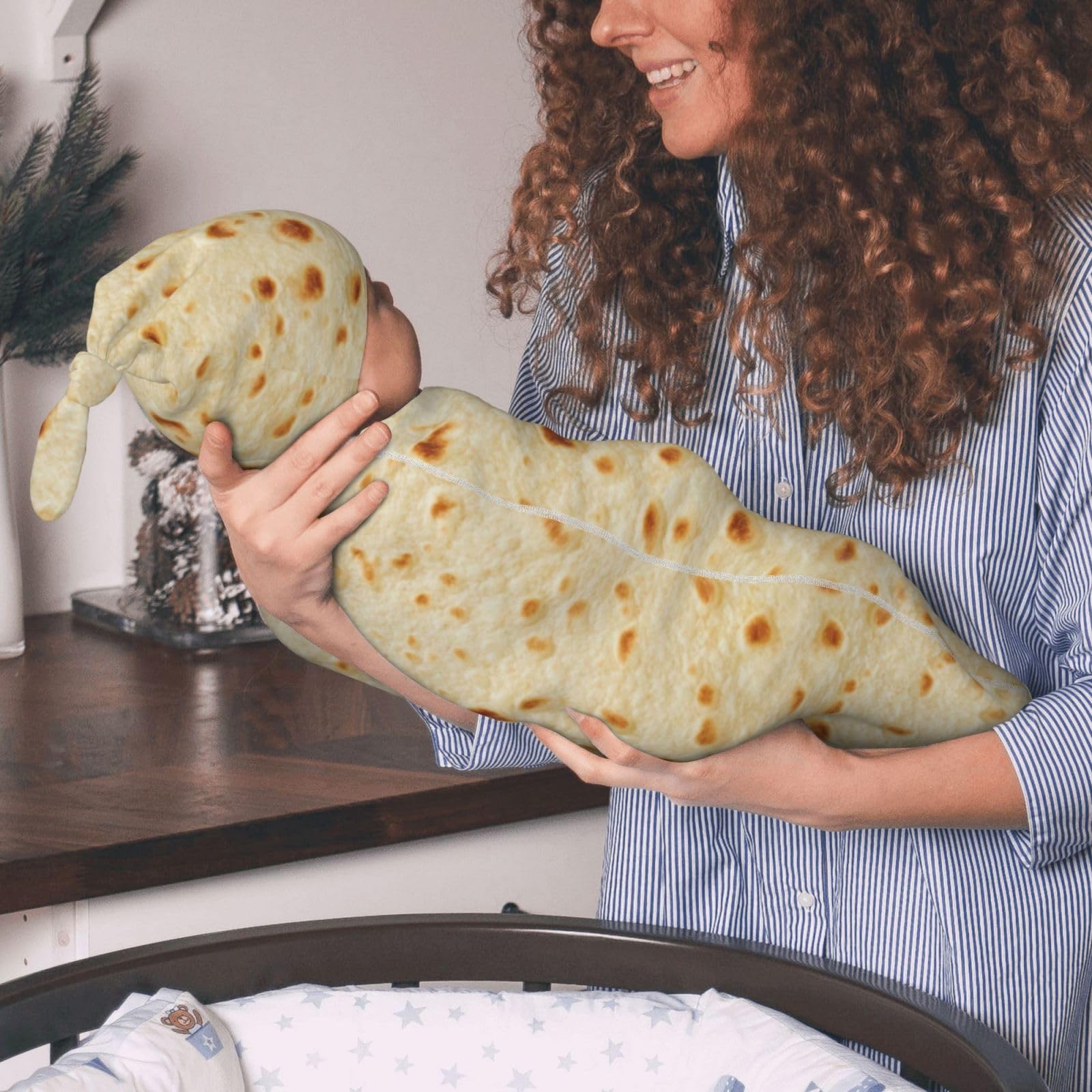 Soft Baby Burrito Swaddle Blanket - Newborn Sleeping Sack Wrap for Infants 0-6 Months | Cute Tortilla-Themed Swaddling Blanket for Nursery, Photo Shoots & Baby Showers