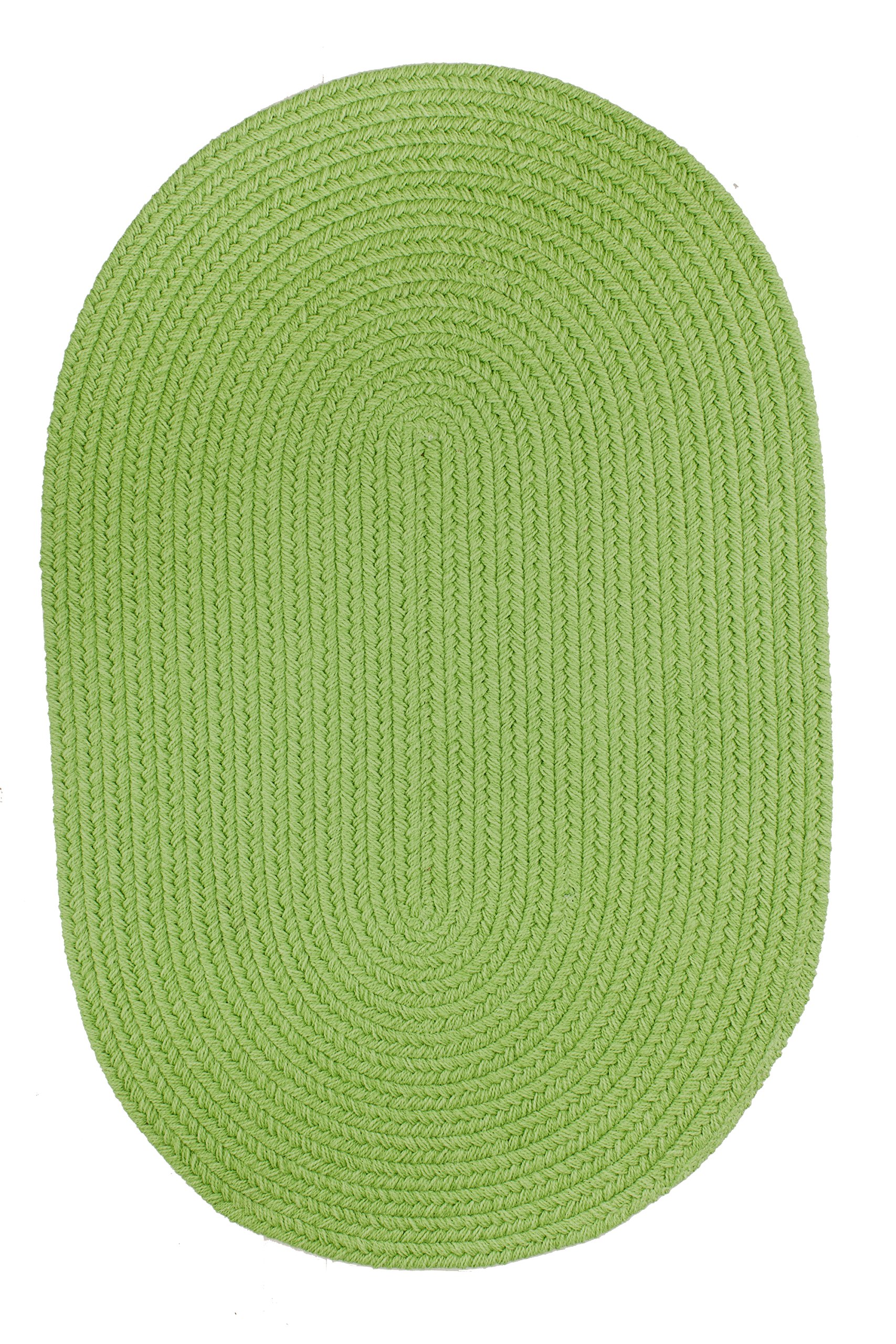 Rhody Rug Solid Poly S044 Key Lime 3' x 5' Oval Braided Area Rug - Non-Slip Floor Mat for Bedroom, Living Room & Hallway - USA Made Easy-Care Home Decor - Perfect for High Traffic Areas & Cozy Spaces