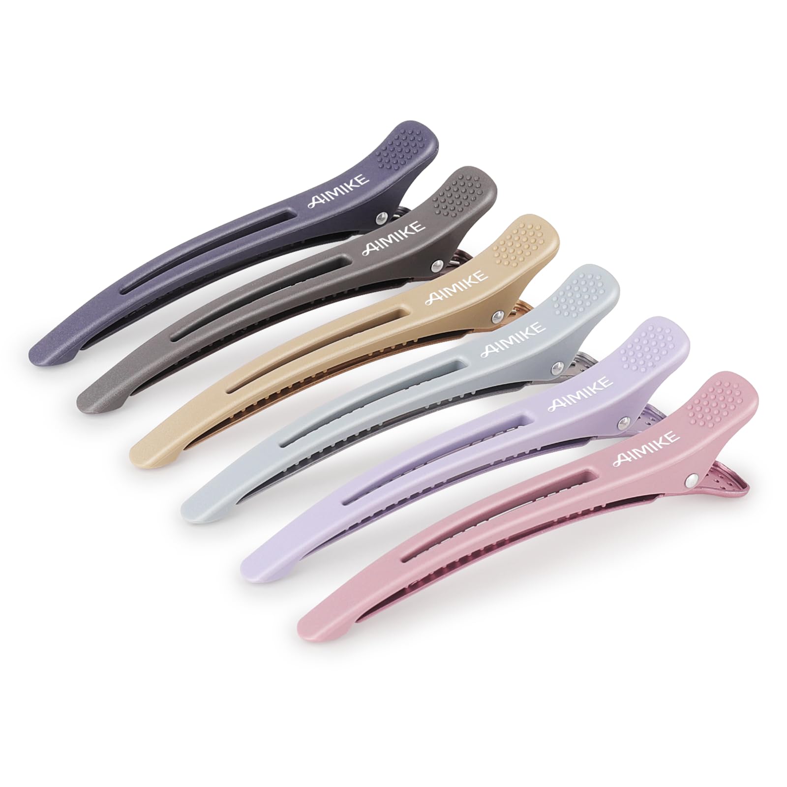 AIMIKE 6pcs Professional Hair Clips for Styling & Sectioning - Anti-Slip No-Trace Duckbill Hair Clips with Silicone Band for Salon & Home Use - Great for Hairdressers, Women & Men (4.3 Inch) - Perfect for Hair Cutting, Coloring & Styling Sessions