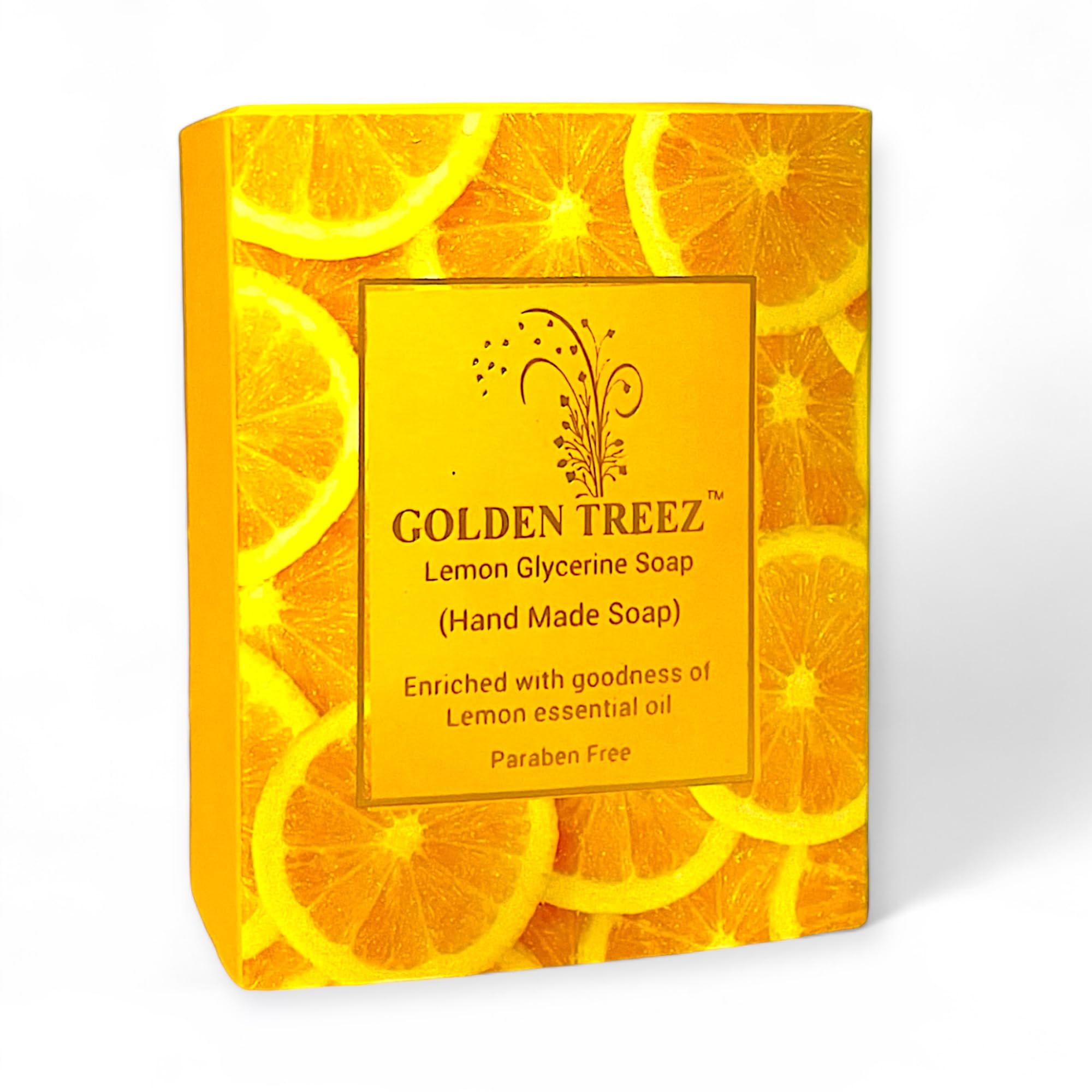 **Golden Treez Lemon Soap – Natural Bath Soap with Lemon Essential Oil & Aloe Vera | Ayush Certified, Paraben & Sulfate Free | 115g – Refreshing & Hydrating for Daily Skincare & Aromatherapy**