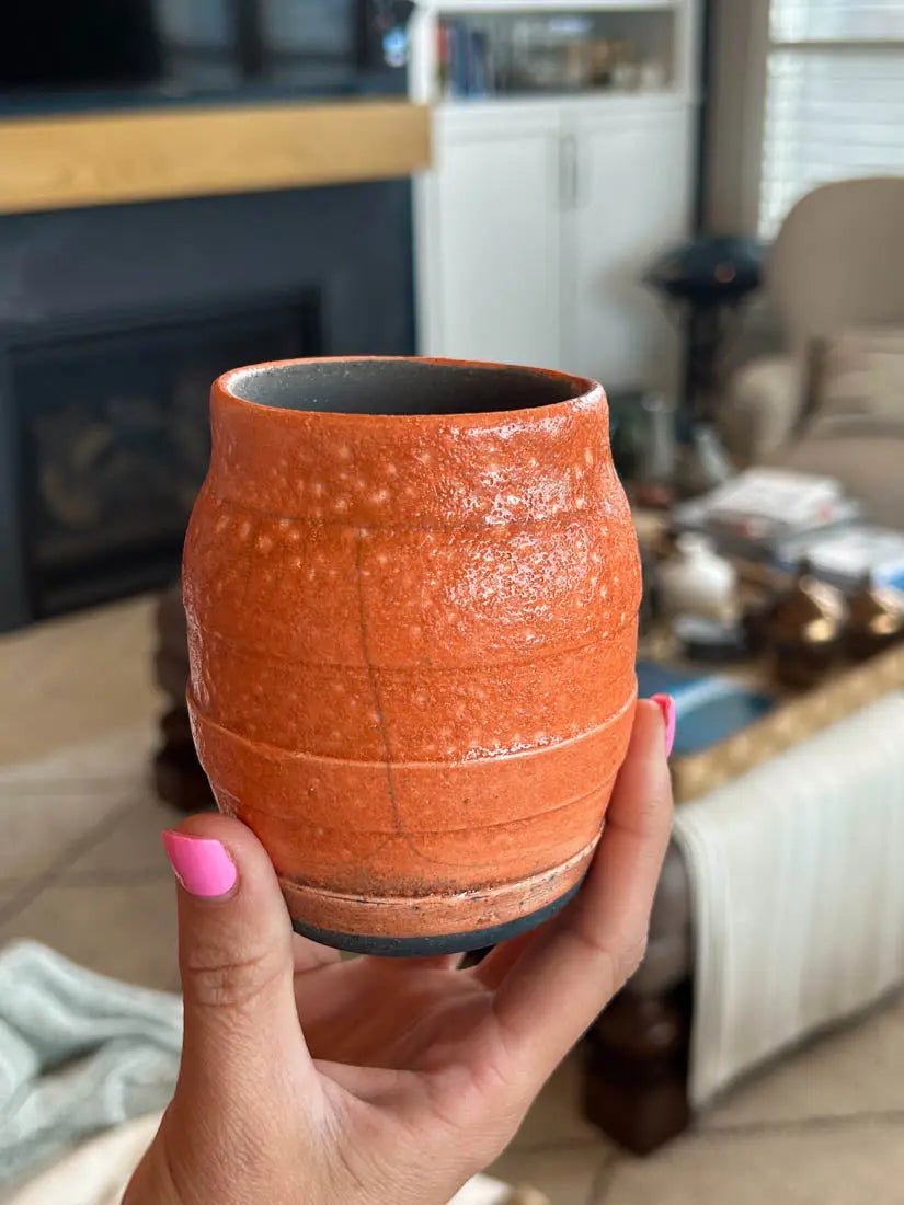 Orange Peel Raku Fired Pot - Handcrafted Ceramic Planter #97 of 162 - Perfect for Home Decor, Succulent Planting & Unique Gift Ideas