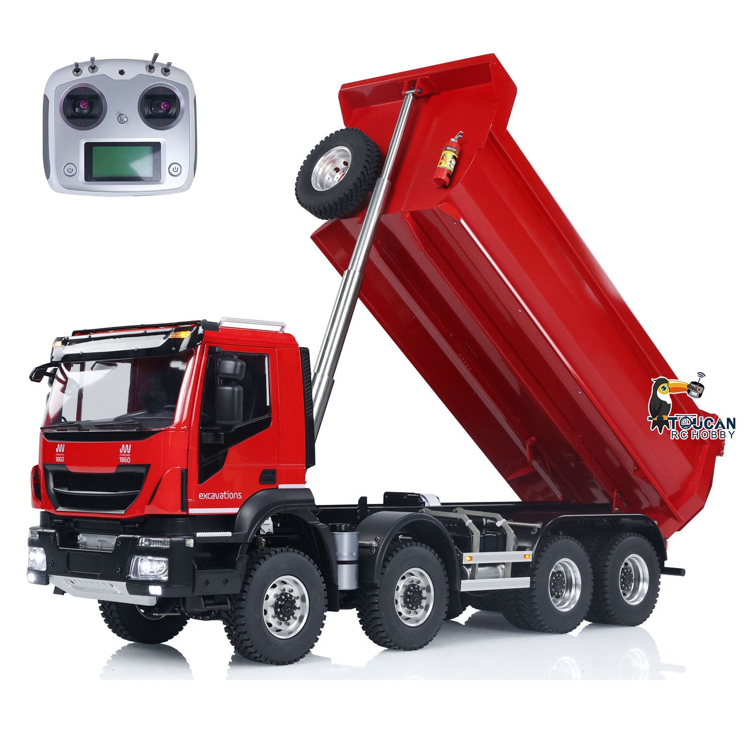 1/14 Scale 8x8 Metal Hydraulic RC Dump Truck - Remote Control Construction Vehicle with Realistic Sound & Lights, Pre-Assembled Painted Model with ESC Motor & Servo - Perfect for Construction Enthusiasts, Collectors, and RC Hobbyists