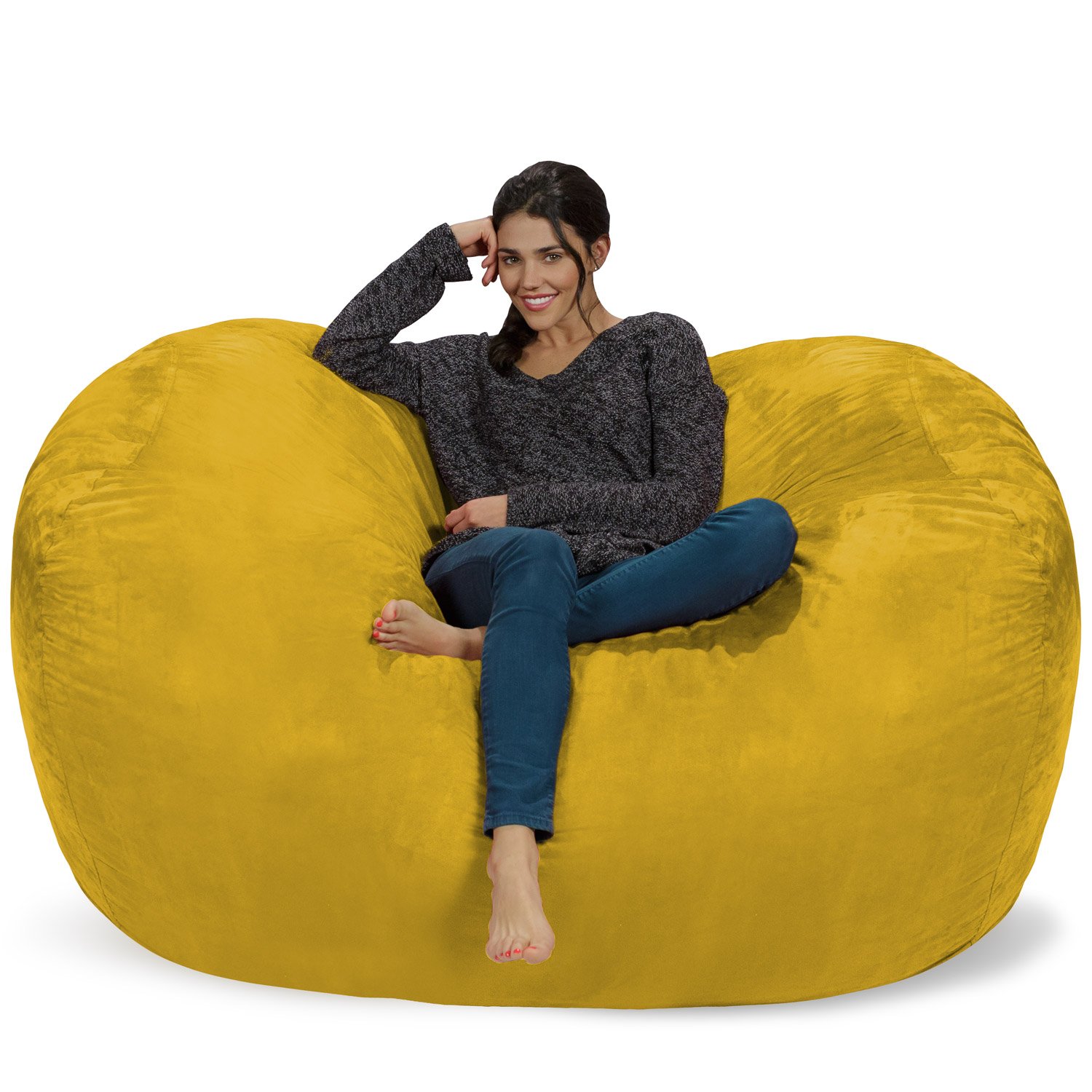 Chill Sack 6' Memory Foam Bean Bag Chair - Extra Large Lounger with Soft Microfiber Cover (Lemon) | Comfortable Seating for Living Room, Game Room & Dorm | Perfect for Relaxing, Gaming & Movie Nights