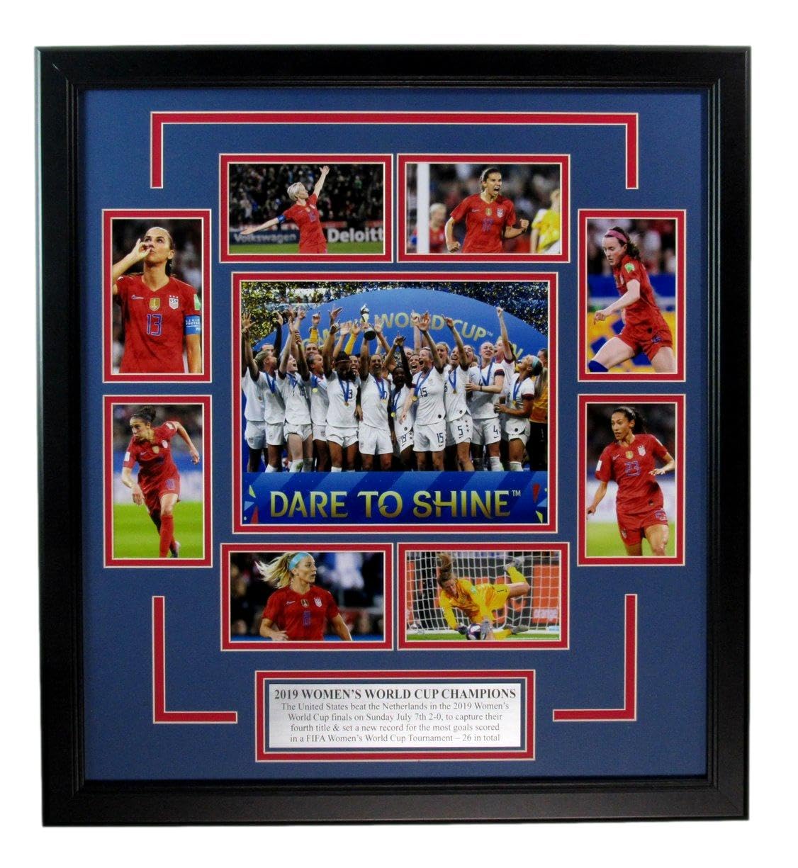 USA Women's Soccer Team 2019 World Cup Champions Framed Photo Collage - Perfect for Home Decor, Sports Fan Gifts & Soccer Memorabilia Collection