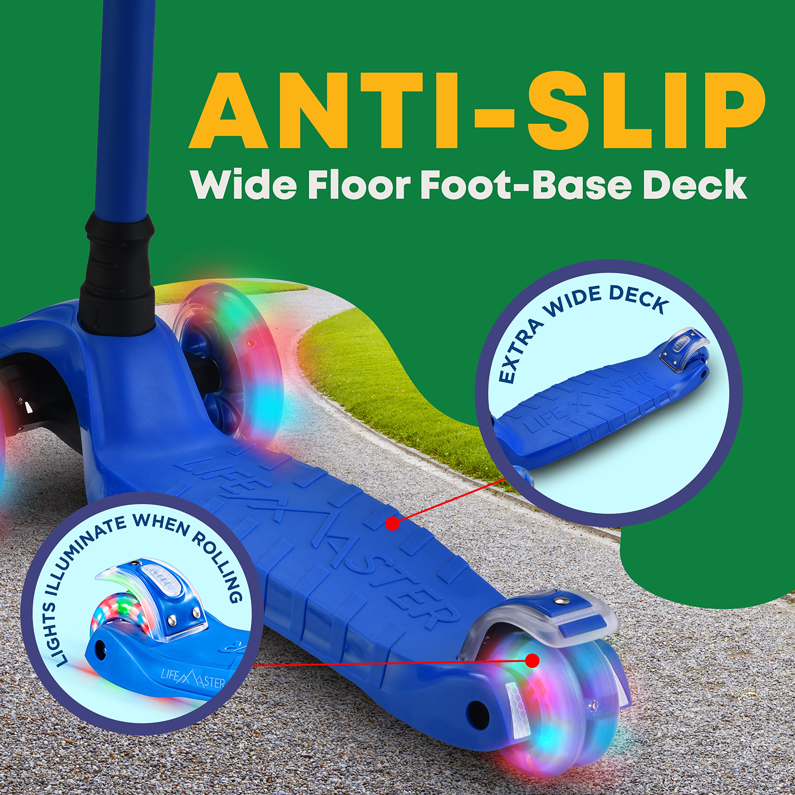 **Best Kids Scooter for Toddlers & Children - 3 Wheel Kick Scooter with LED Lights, Adjustable Handlebar - Safe for Indoor & Outdoor Use - Perfect for Playground, Park & Neighborhood Rides**