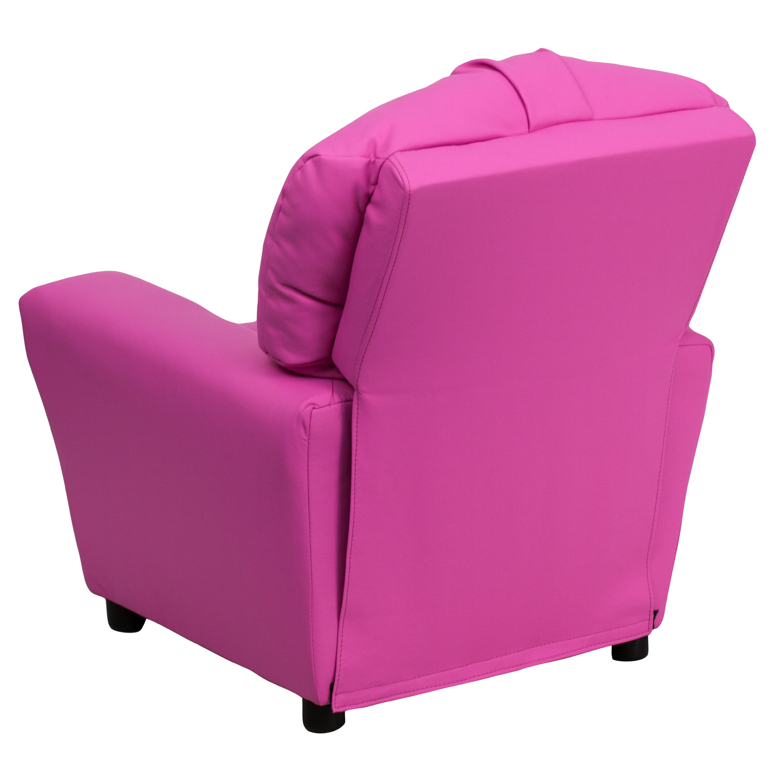 EMMA + OLIVER Hot Pink Vinyl Kids Recliner with Cup Holder - Comfortable Children's Chair for Playroom, Bedroom, or TV Watching - Perfect Gift for Toddlers and Kids