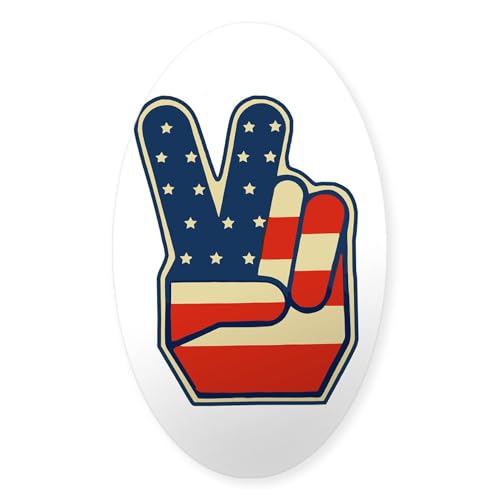 Clear - Usa Peace Sign Oval Sticker