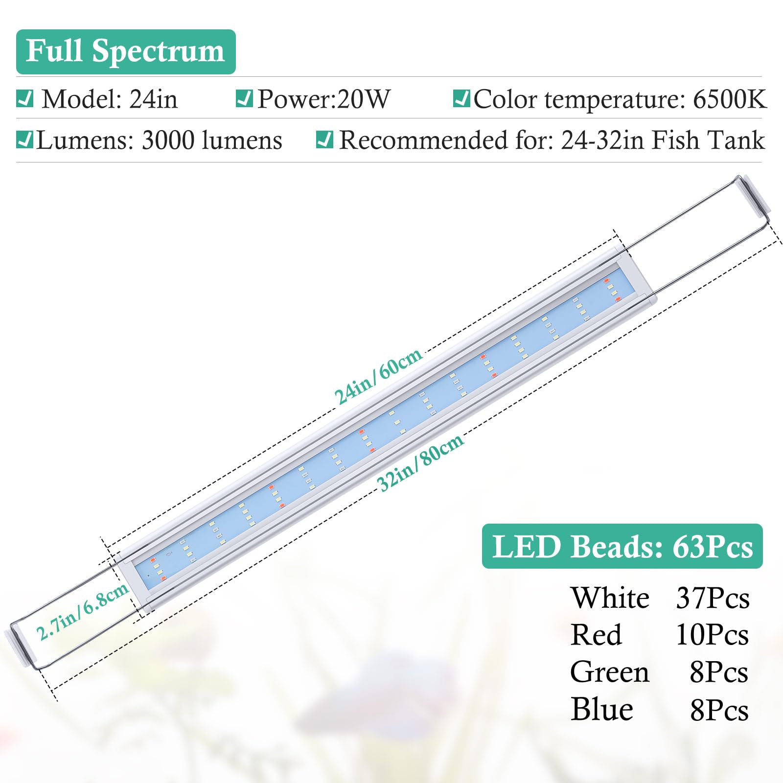 HITOP LED Aquarium Light 24-32