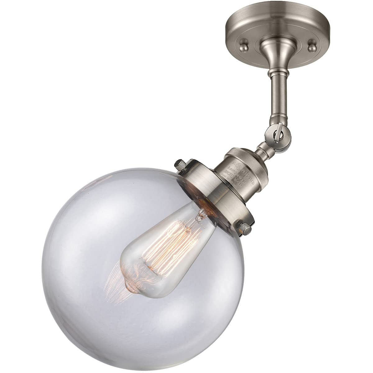 Innovations INNO203-SN-G202-8-LED Modern Wall Sconce Light Fixture - 8 LED Bulbs, Adjustable Brightness, Energy Saving - Pewter/Nickel/Silver Finish - Perfect for Bedroom, Hallway, Staircase Lighting