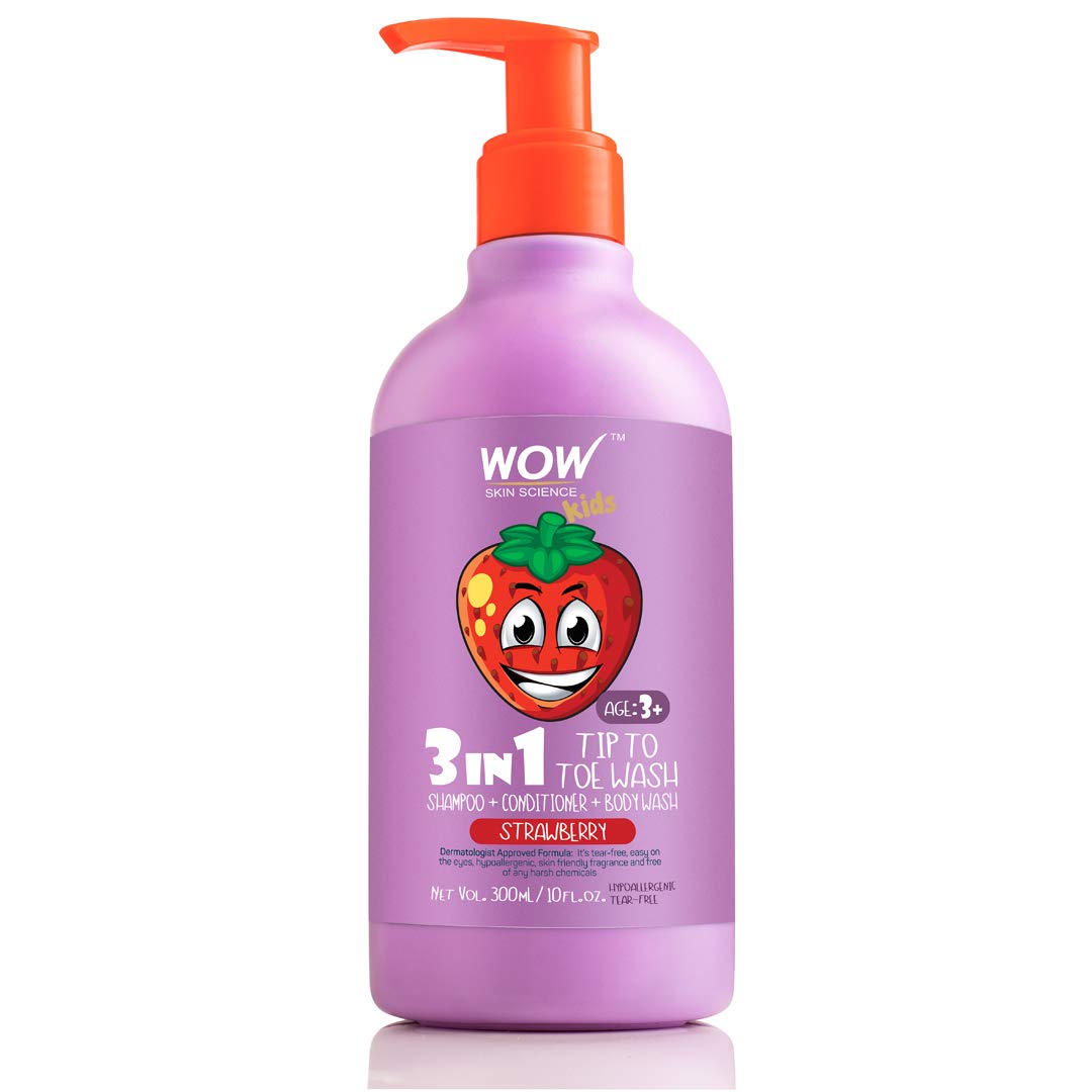 Kids Tip To Toe Wash - Shampoo, Conditioner & Body Wash - Strawberry 300ml - Paraben-Free for Gentle Bath Time