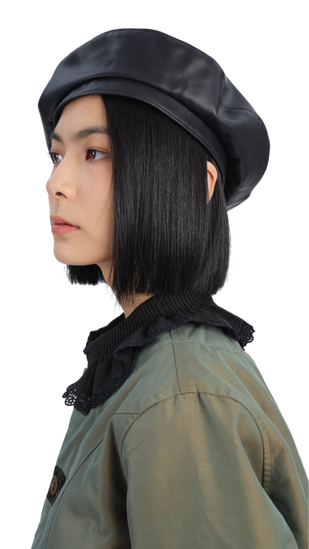 Stylish Faux Leather Full Moon Beret Hat for Women - Fashionable Winter Accessory for Outfits, Parties & Photoshoots