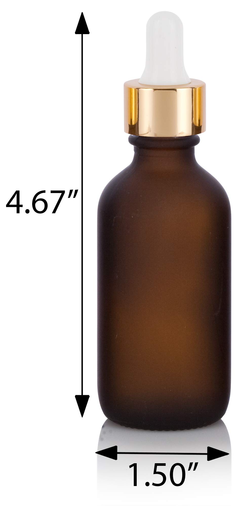 JUVITUS 2 oz Frosted Amber Glass Boston Round Bottle with Gold Metal & Glass Dropper - 12 Pack with Funnel - Perfect for Essential Oils, DIY Skincare & Herbal Tinctures