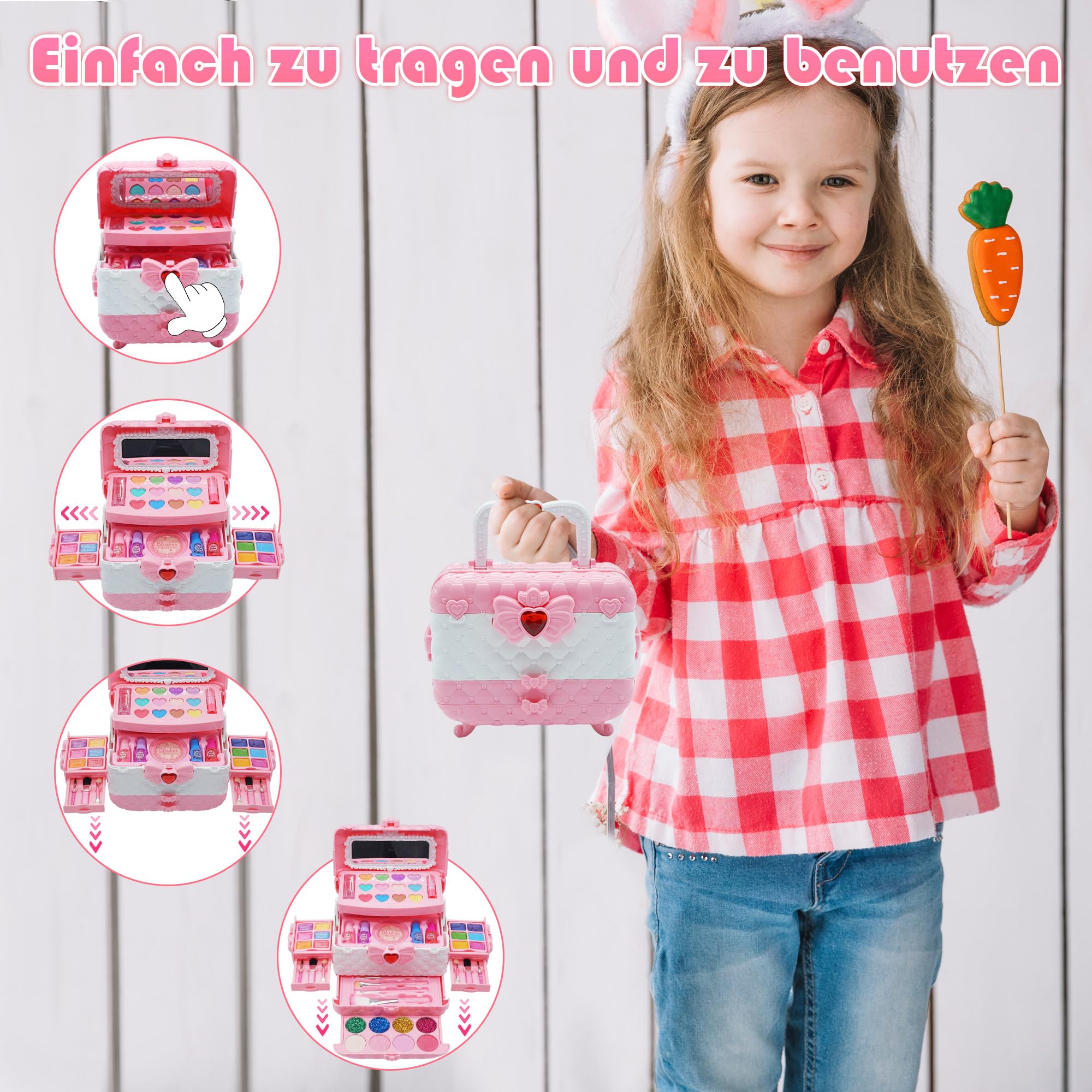 Safe Washable Kids Makeup Kit - Princess Toy Gift for Girls 4-12 Years, Play & Dress Up