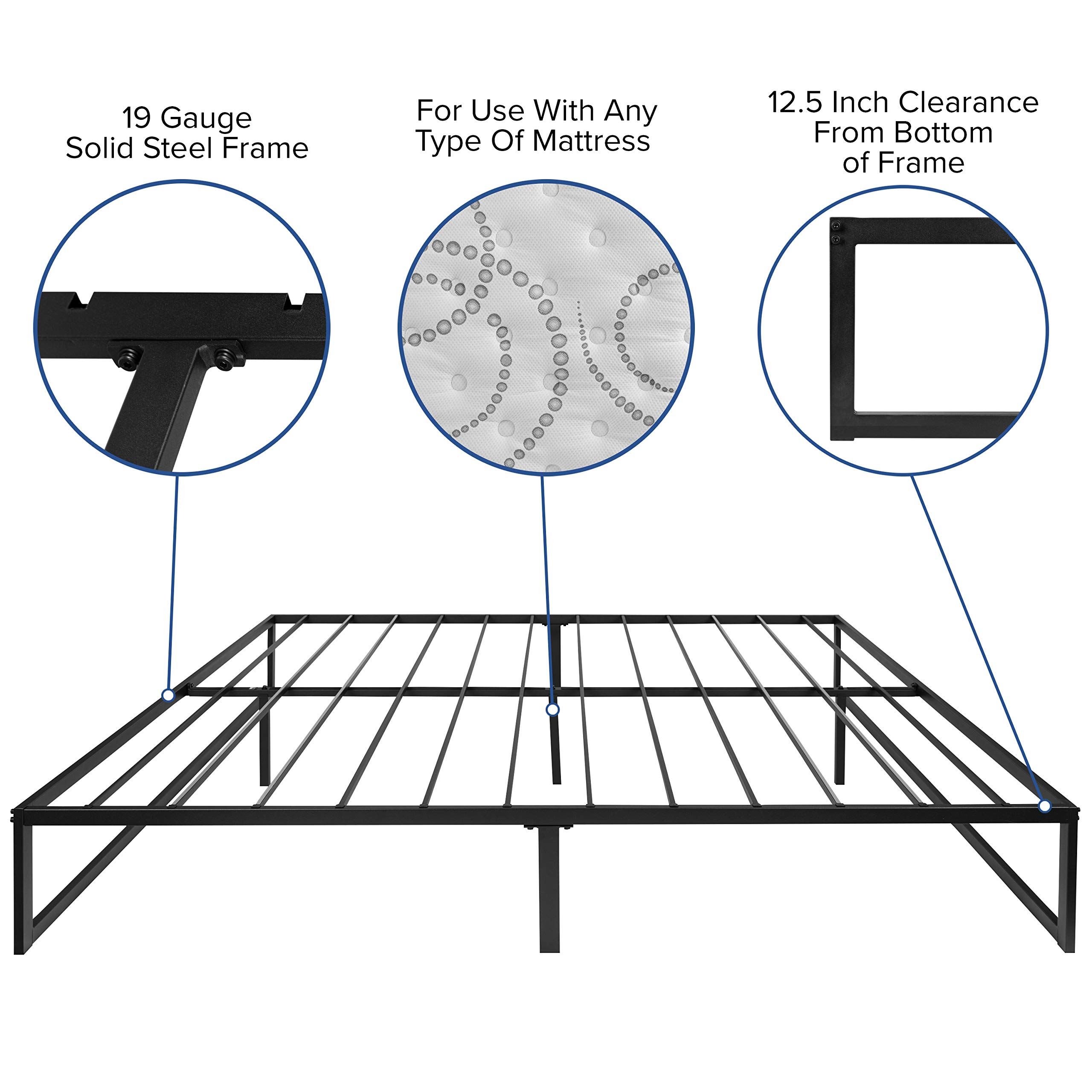 EMMA + OLIVER 14 Inch King Size Platform Bed Frame with 10 Inch Memory Foam Mattress in a Box - No Box Spring Needed - Perfect for Modern Bedrooms & Guest Rooms