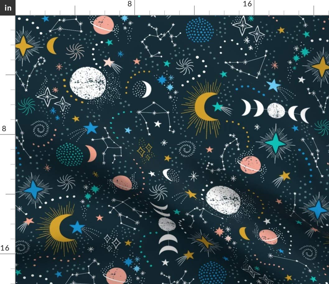 Constellations Solar System Astrology Cotton Fabric by The Yard - Printed Sun, Moon & Stars Design for Sewing, Quilting, Apparel & Home Decor | Perfect for DIY Crafts, Curtains & Pillow Covers
