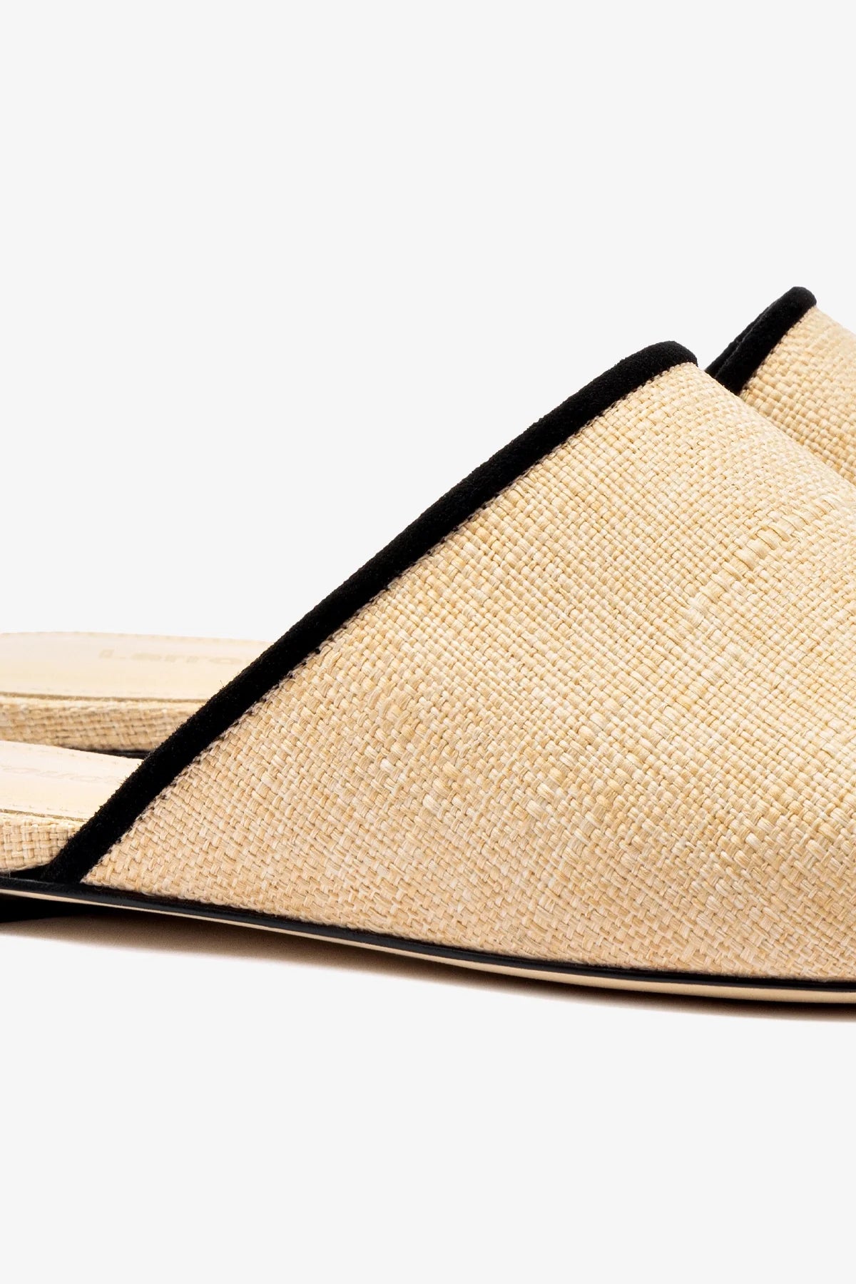 Venice Flat Mule Sandals - Beige Raffia with Black Trim | Comfortable Summer Slides for Women | Perfect for Beach, Vacation & Casual Outings