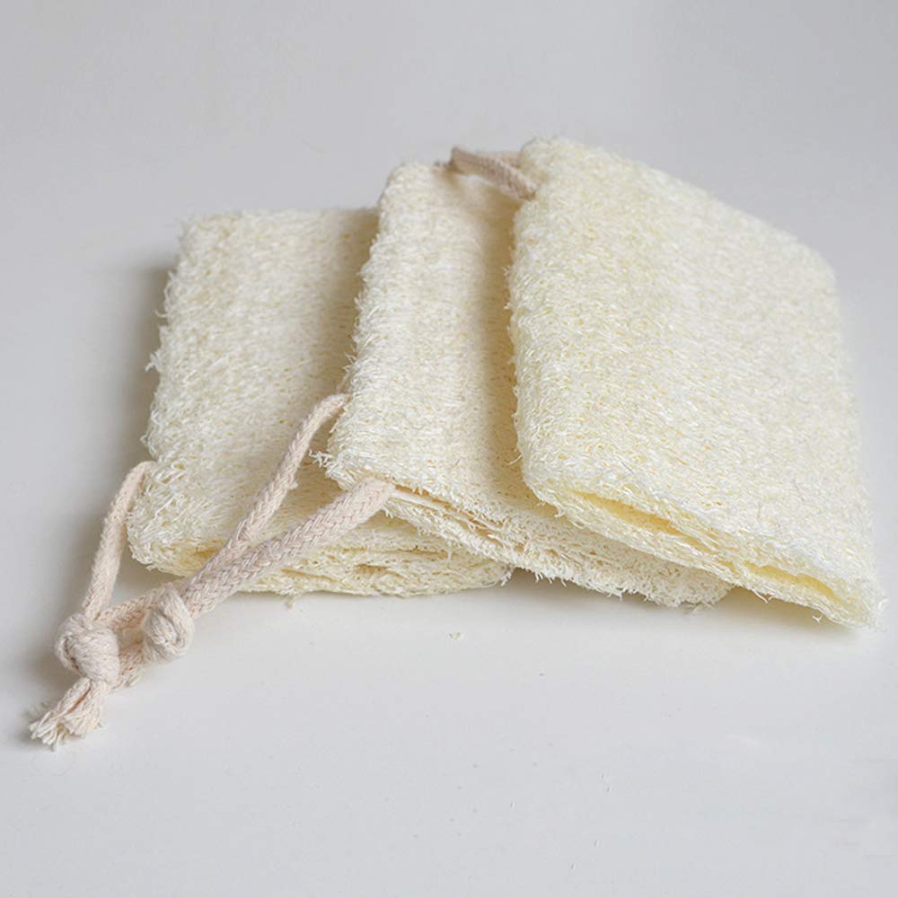 Organic Exfoliating Loofah Sponge for Body Scrub - Natural Bath & Shower Pouf for Daily Skin Care & Spa - 3 Pack - Perfect for Gentle Exfoliation & Relaxing Bath Time