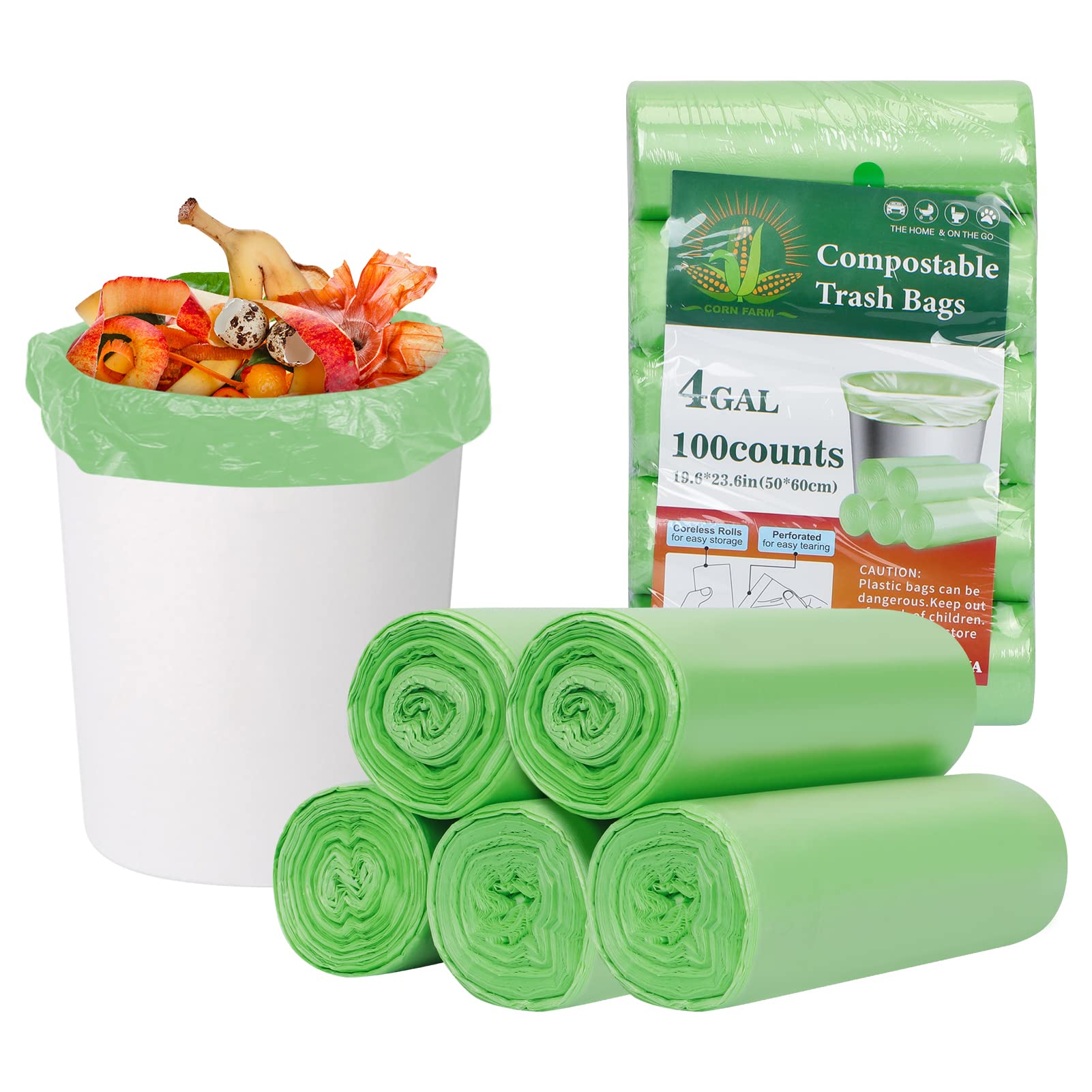 Toplive 4 Gallon Green Trash Bags - Heavy Duty Garbage Bags for Kitchen, Bathroom, Bedroom & Office Waste Bins | Perfect for Home, Office & Commercial Use