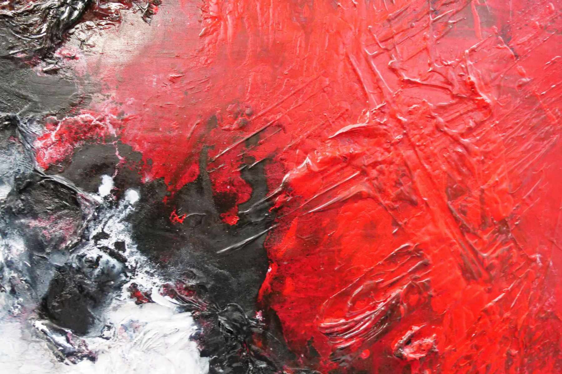 Scarlett Chemistry 120x150cm Black White Red Textured Abstract Canvas Wall Art - Modern Home Decor for Living Room, Bedroom & Office
