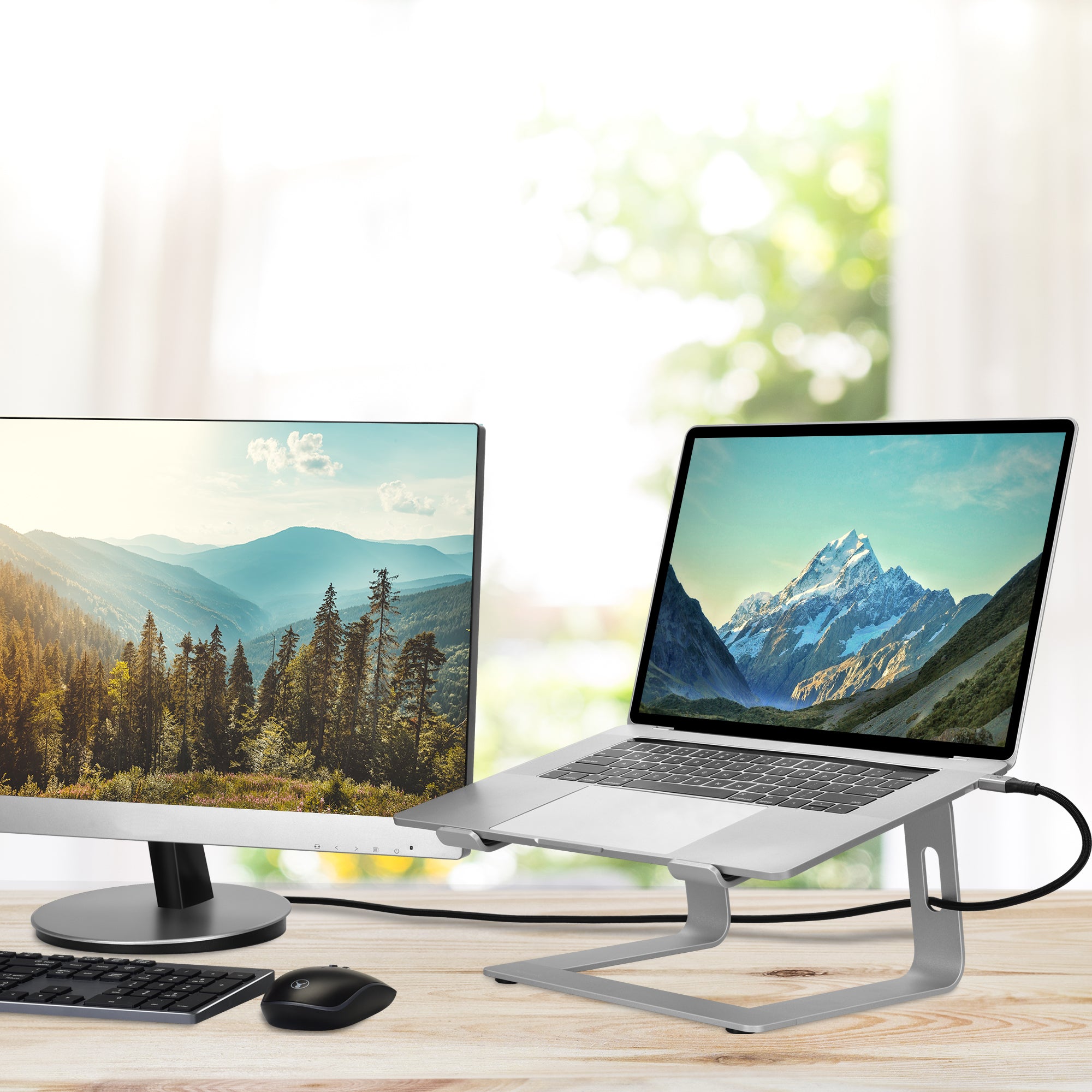 Bonelk Elevate Stance Aluminum Laptop Stand - Adjustable Ergonomic Riser for MacBook & Notebooks (Silver) - Perfect for Home Office, Gaming & Workspace Setup