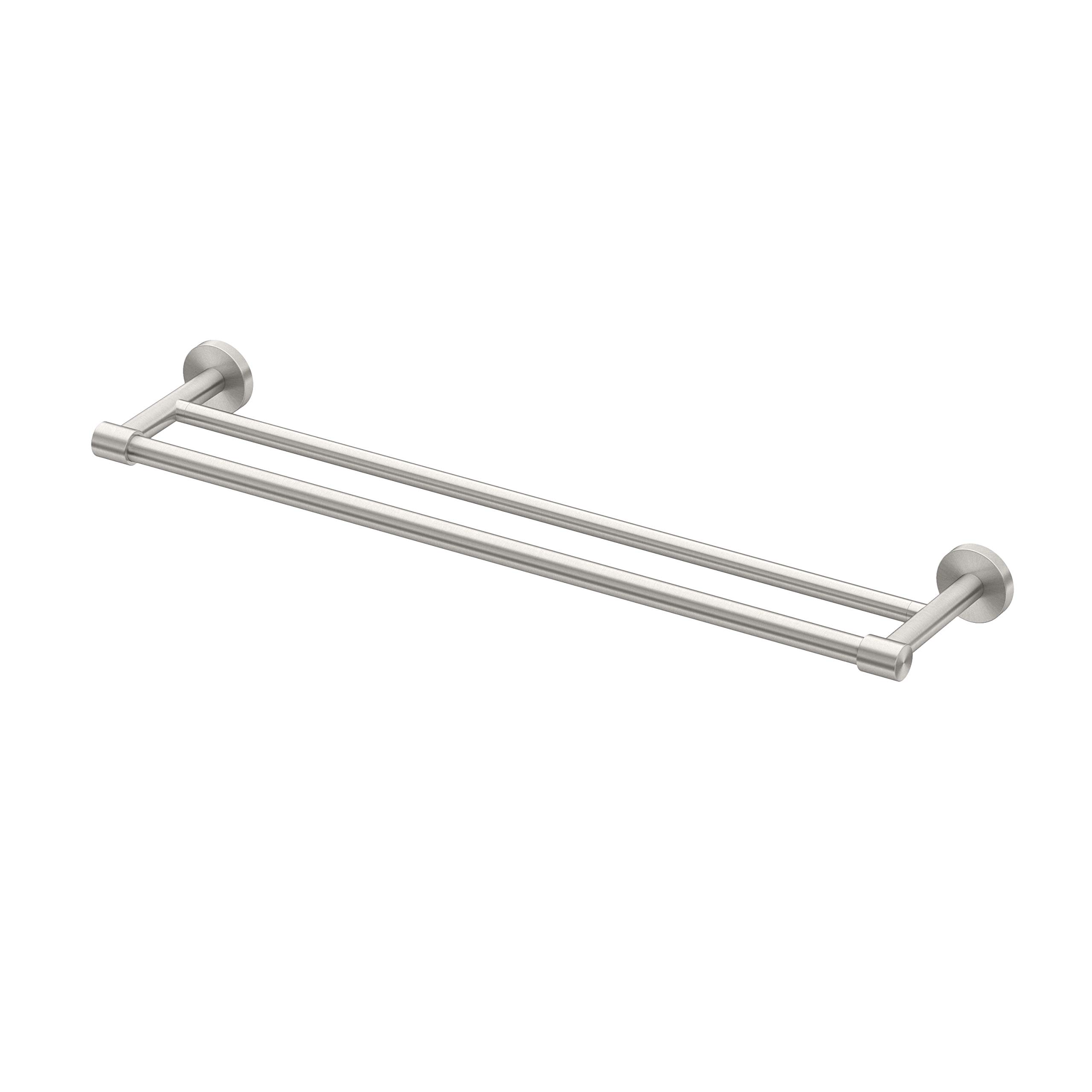 Gatco 4674 Reveal 24-Inch Double Towel Bar in Satin Nickel - Wall Mounted Bathroom Towel Holder Rack for Showers & Spa - Perfect for Modern Home, Hotel, and Luxury Bathroom Decor