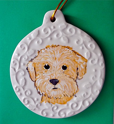 Hand-Painted Goldendoodle Dog Ceramic Christmas Ornament - Personalized Pet Gift with Name - Perfect for Holiday Tree Decor & Dog Lover Presents
