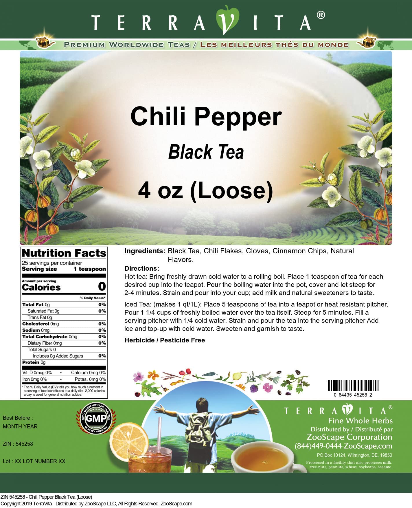 Premium Loose Leaf Chili Pepper Black Tea - 4 oz (2 Pack) | Spicy & Bold Flavor | Perfect for Tea Lovers & Gift Giving | ZIN: 545258 | Enjoy Hot or Iced for Breakfast, Afternoon Tea, or Relaxation
