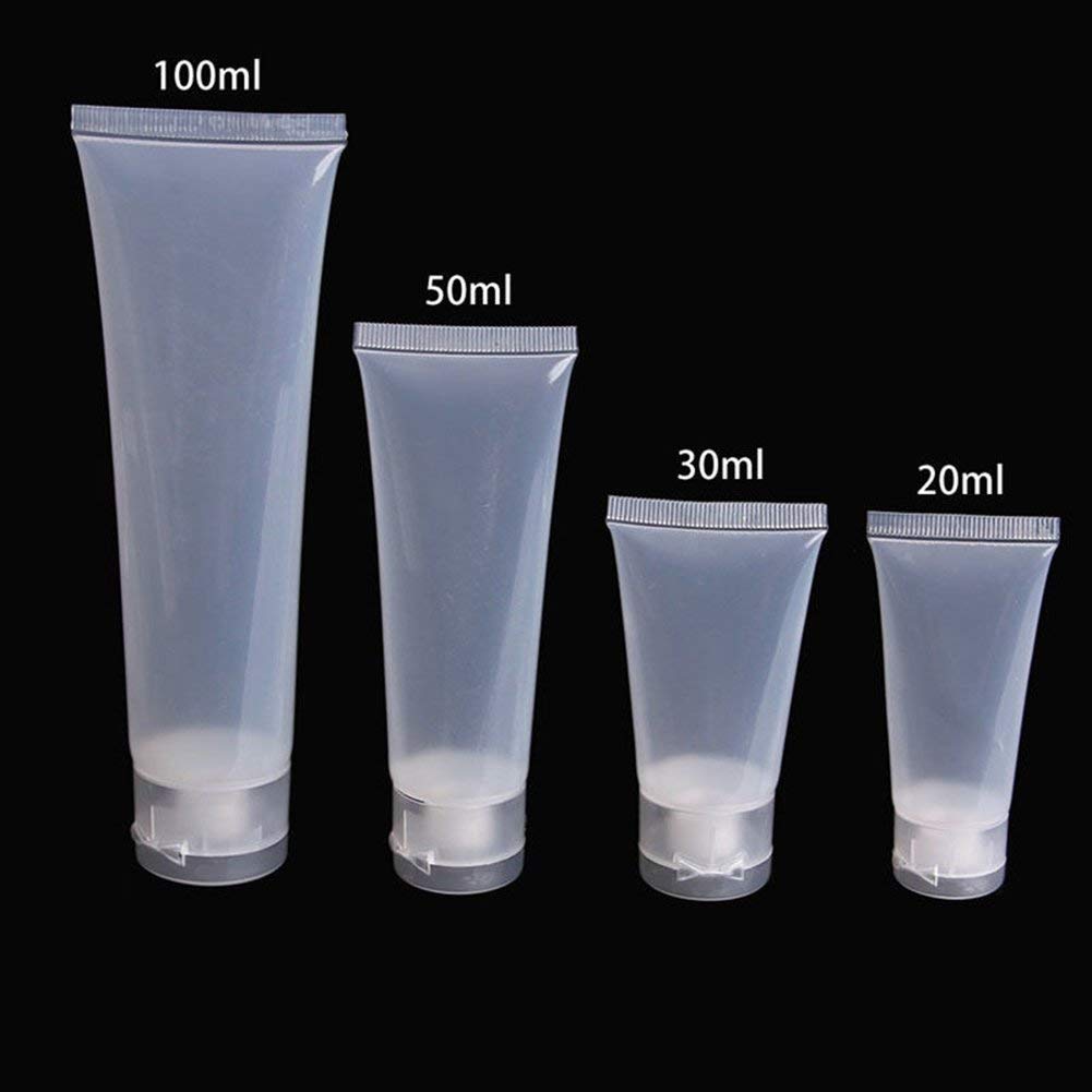 5Pcs Leak-Proof Travel Toiletry Bottles - 30ml Reusable Plastic Squeeze Tubes for Shampoo, Lotion, Conditioner & Cosmetics | Transparent Empty Containers for Creams & Liquid Toiletries | Perfect for Air Travel, Gym Bags & Vacation Essentials